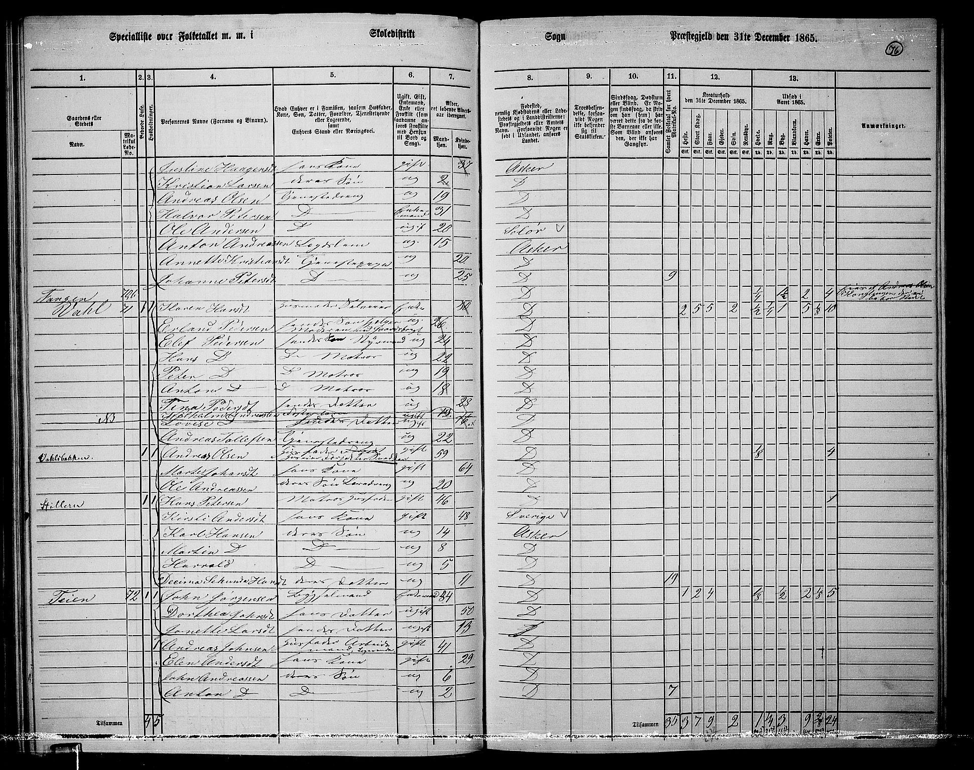 RA, 1865 census for Asker, 1865, p. 76