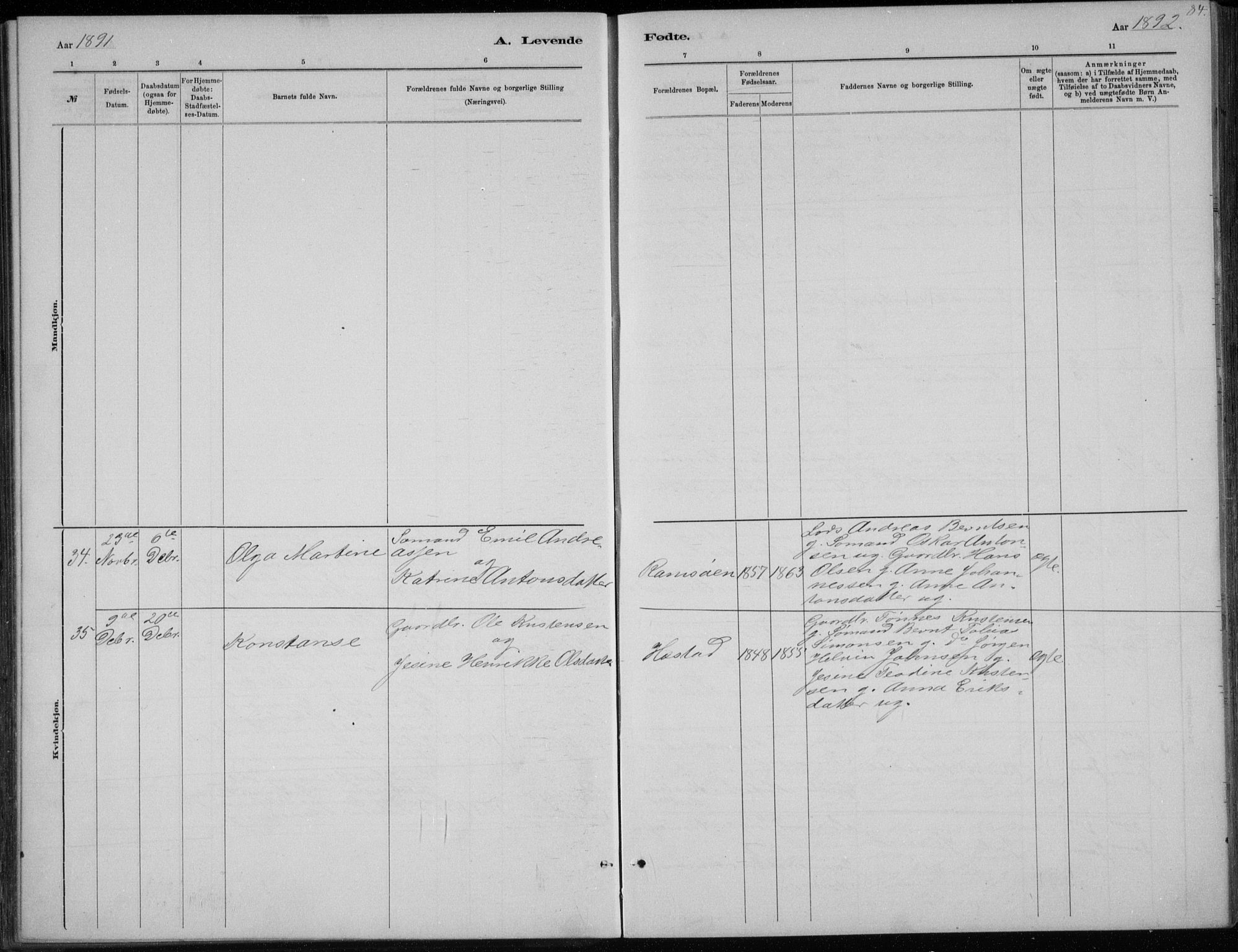 Høvåg sokneprestkontor, SAK/1111-0025/F/Fb/L0004: Parish register (copy) no. B 4, 1883-1898, p. 84