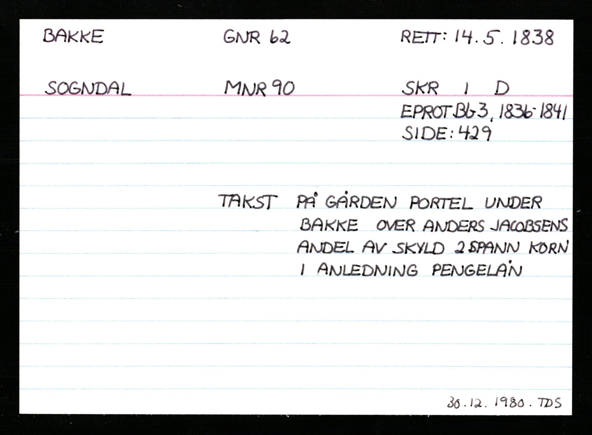 Statsarkivet i Stavanger, AV/SAST-A-101971/03/Y/Ym/L0003: Åstedskort sortert etter gårdsnavn: Austbø - Bandeberg, 1600-1950, p. 551