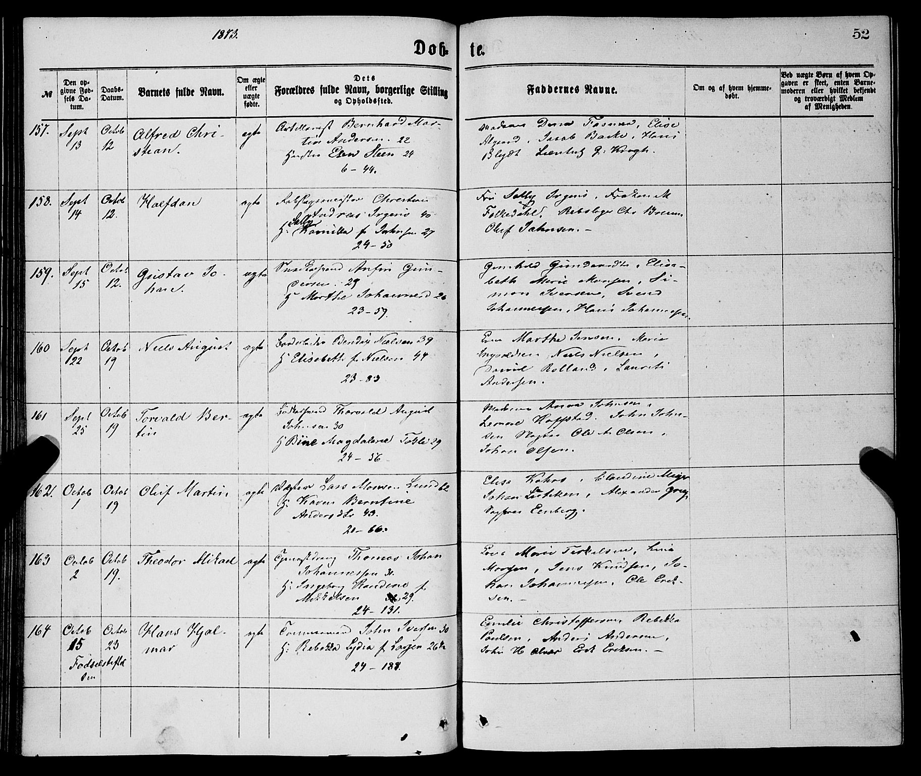 Korskirken sokneprestembete, AV/SAB-A-76101/H/Haa/L0020: Parish register (official) no. B 6, 1871-1878, p. 52