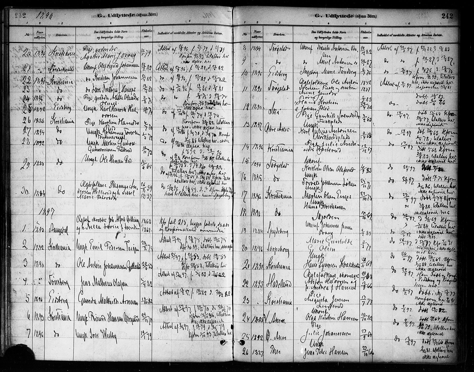 Askim prestekontor Kirkebøker, AV/SAO-A-10900/F/Fa/L0007: Parish register (official) no. 7, 1882-1897, p. 242