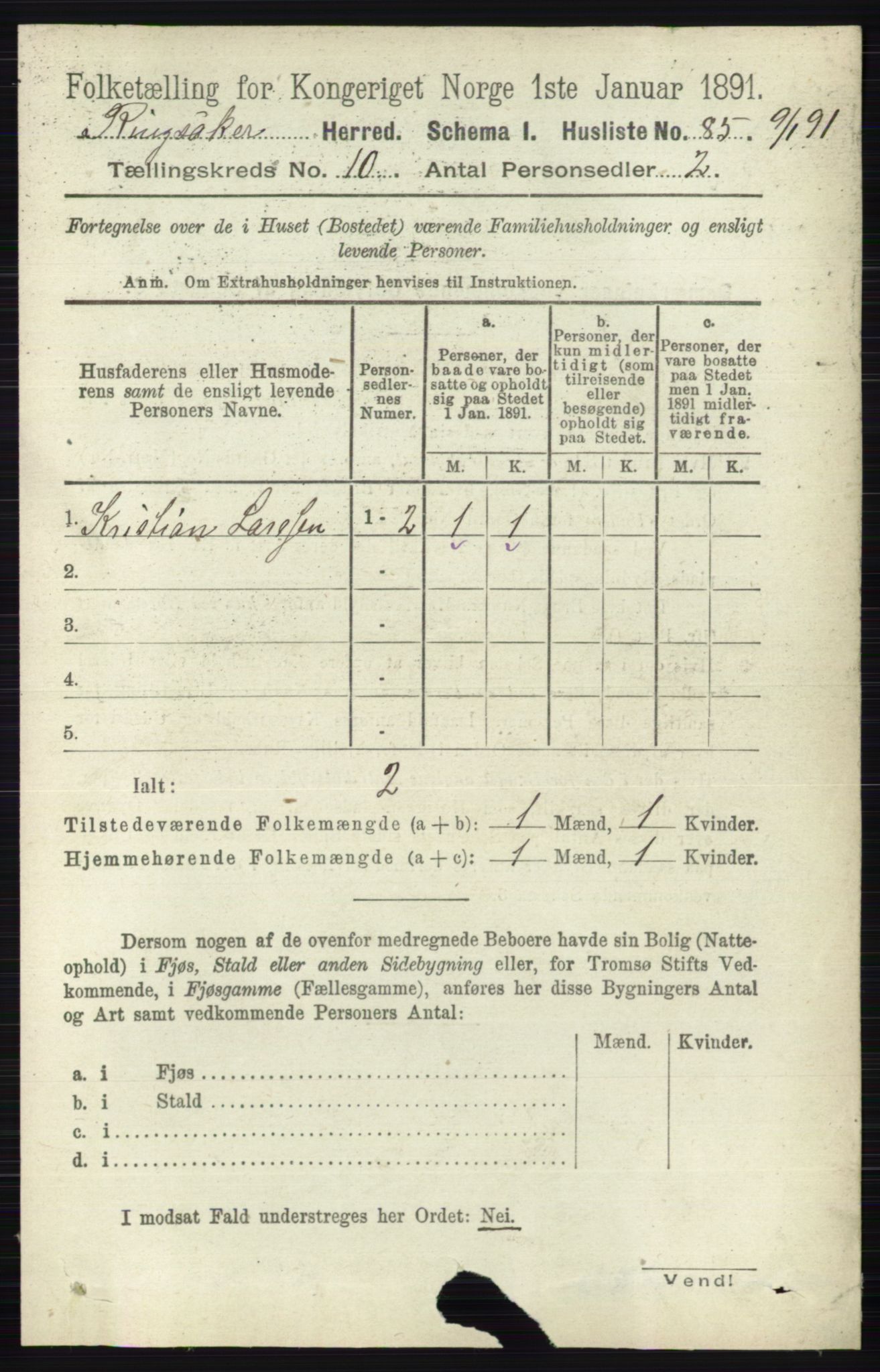 RA, 1891 census for 0412 Ringsaker, 1891, p. 5634