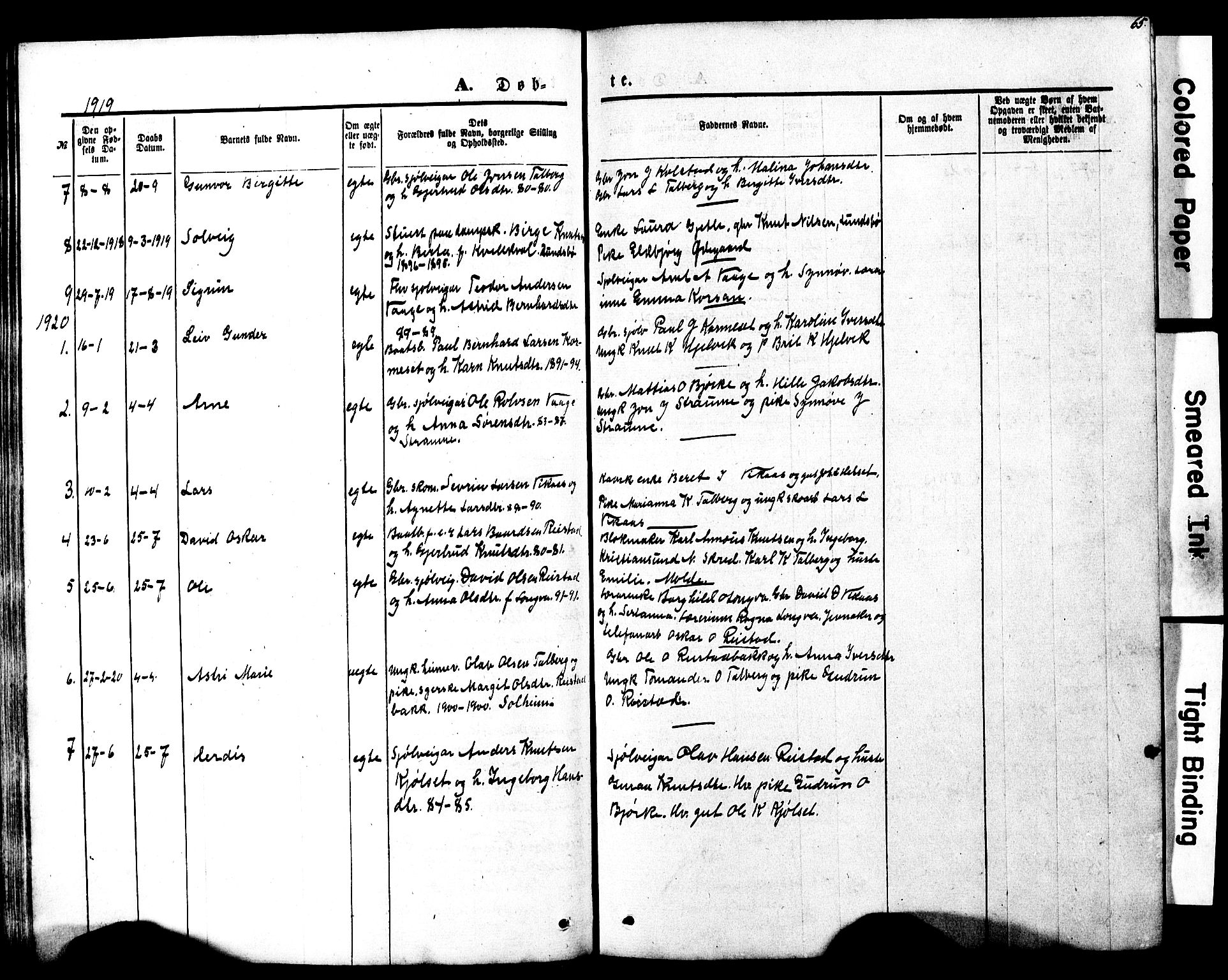 Ministerialprotokoller, klokkerbøker og fødselsregistre - Møre og Romsdal, SAT/A-1454/550/L0618: Parish register (copy) no. 550C01, 1870-1927, p. 65