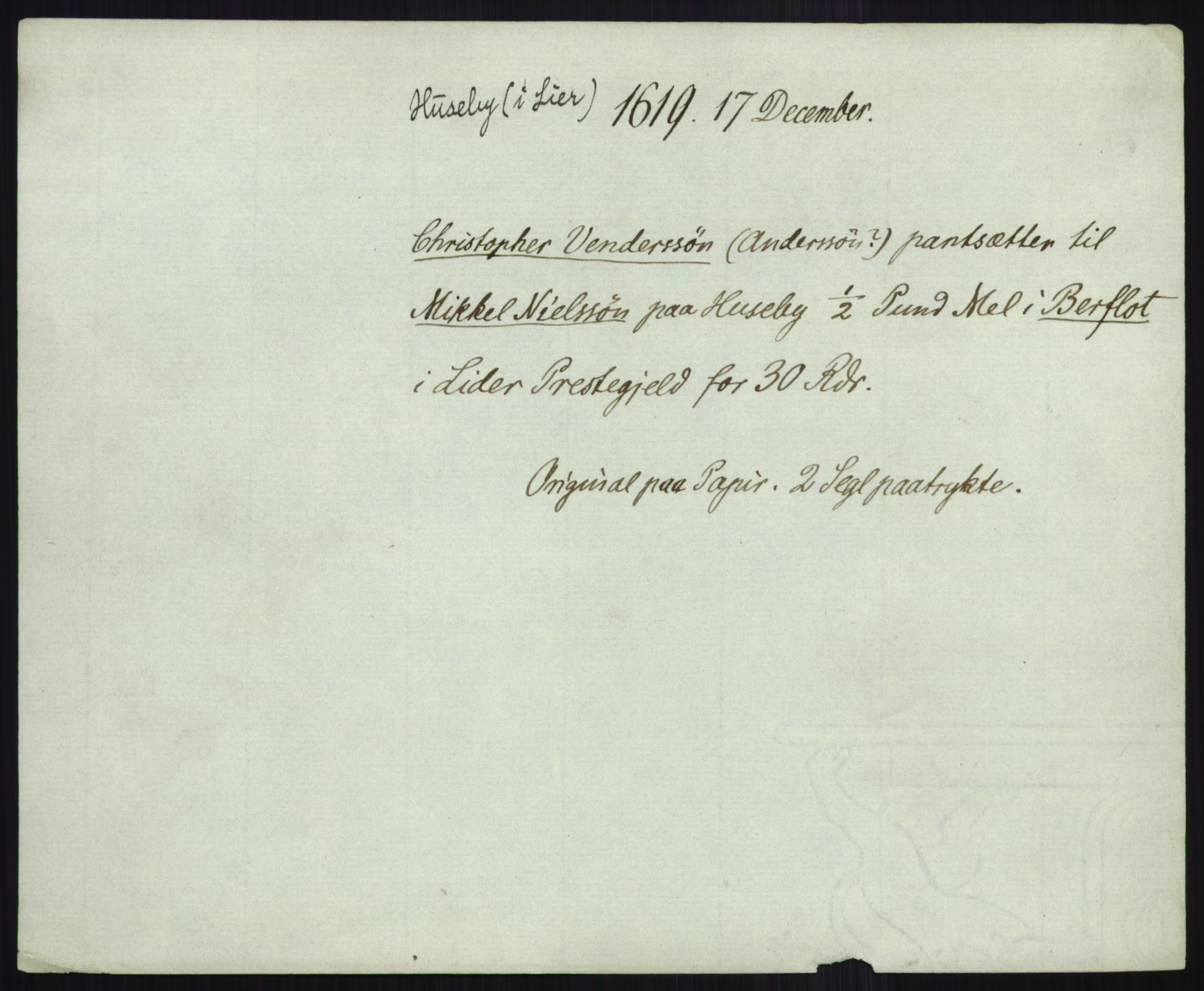 Riksarkivets diplomsamling, AV/RA-EA-5965/F35/F35b/L0006: Riksarkivets diplomer, seddelregister, 1613-1624, p. 421