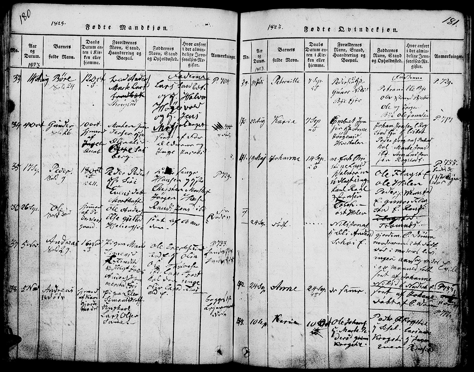 Løten prestekontor, AV/SAH-PREST-022/L/La/L0001: Parish register (copy) no. 1, 1812-1832, p. 180-181