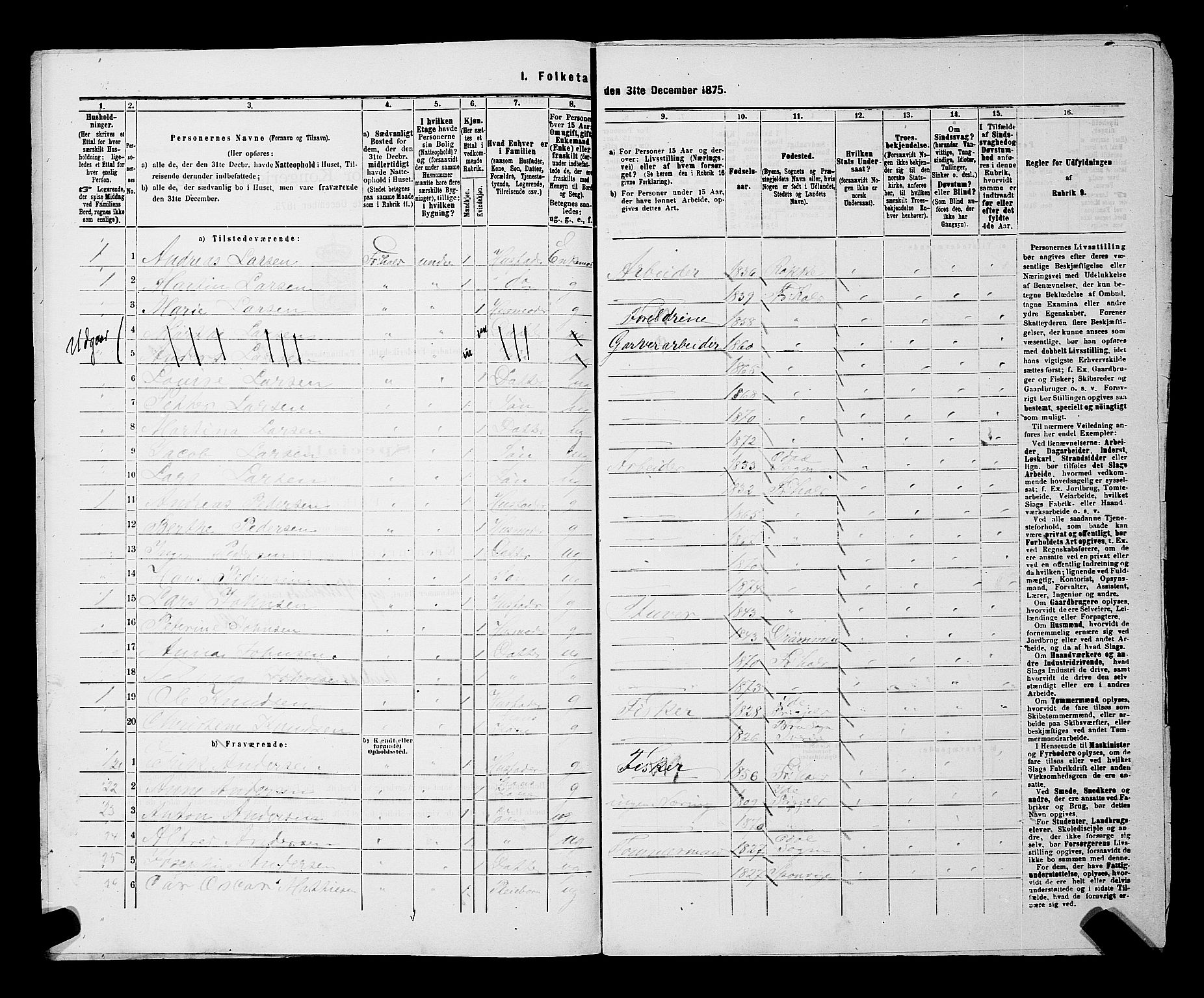 RA, 1875 census for 0101P Fredrikshald, 1875, p. 1410