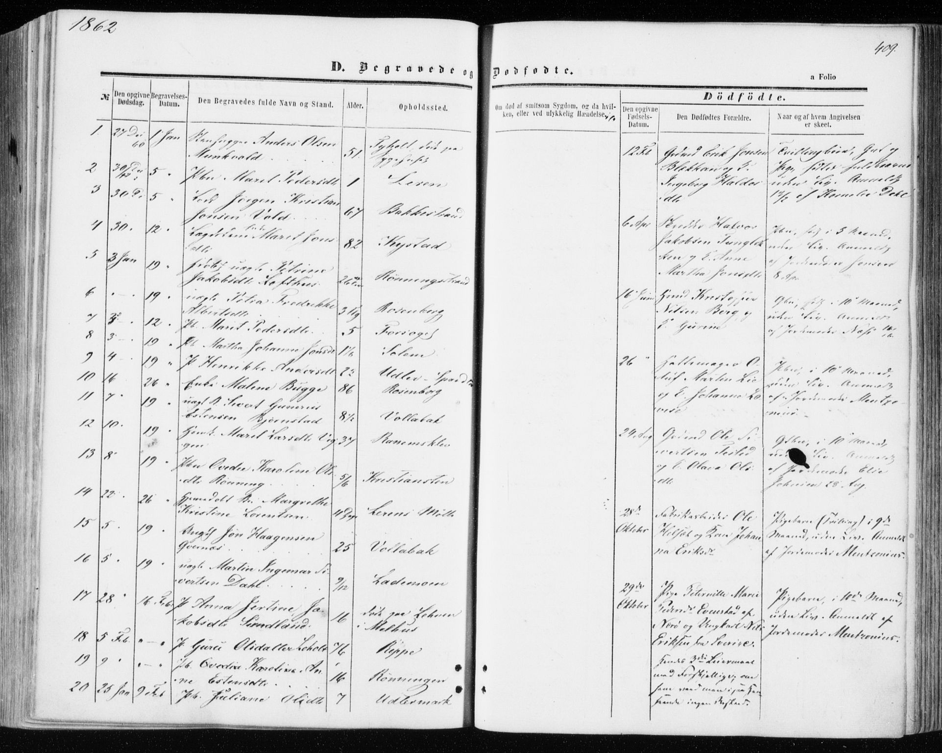 Ministerialprotokoller, klokkerbøker og fødselsregistre - Sør-Trøndelag, AV/SAT-A-1456/606/L0292: Parish register (official) no. 606A07, 1856-1865, p. 409