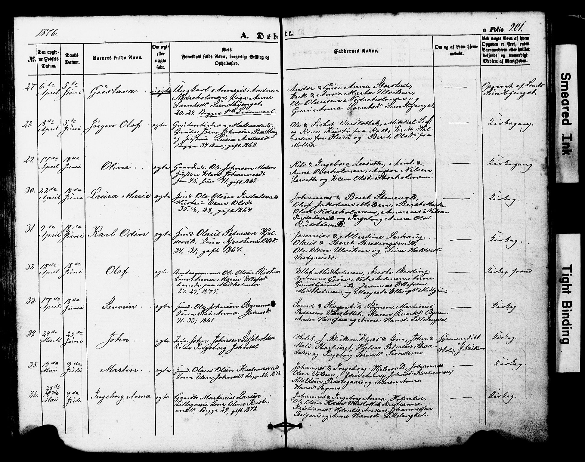 Ministerialprotokoller, klokkerbøker og fødselsregistre - Nord-Trøndelag, SAT/A-1458/724/L0268: Parish register (copy) no. 724C04, 1846-1878, p. 201