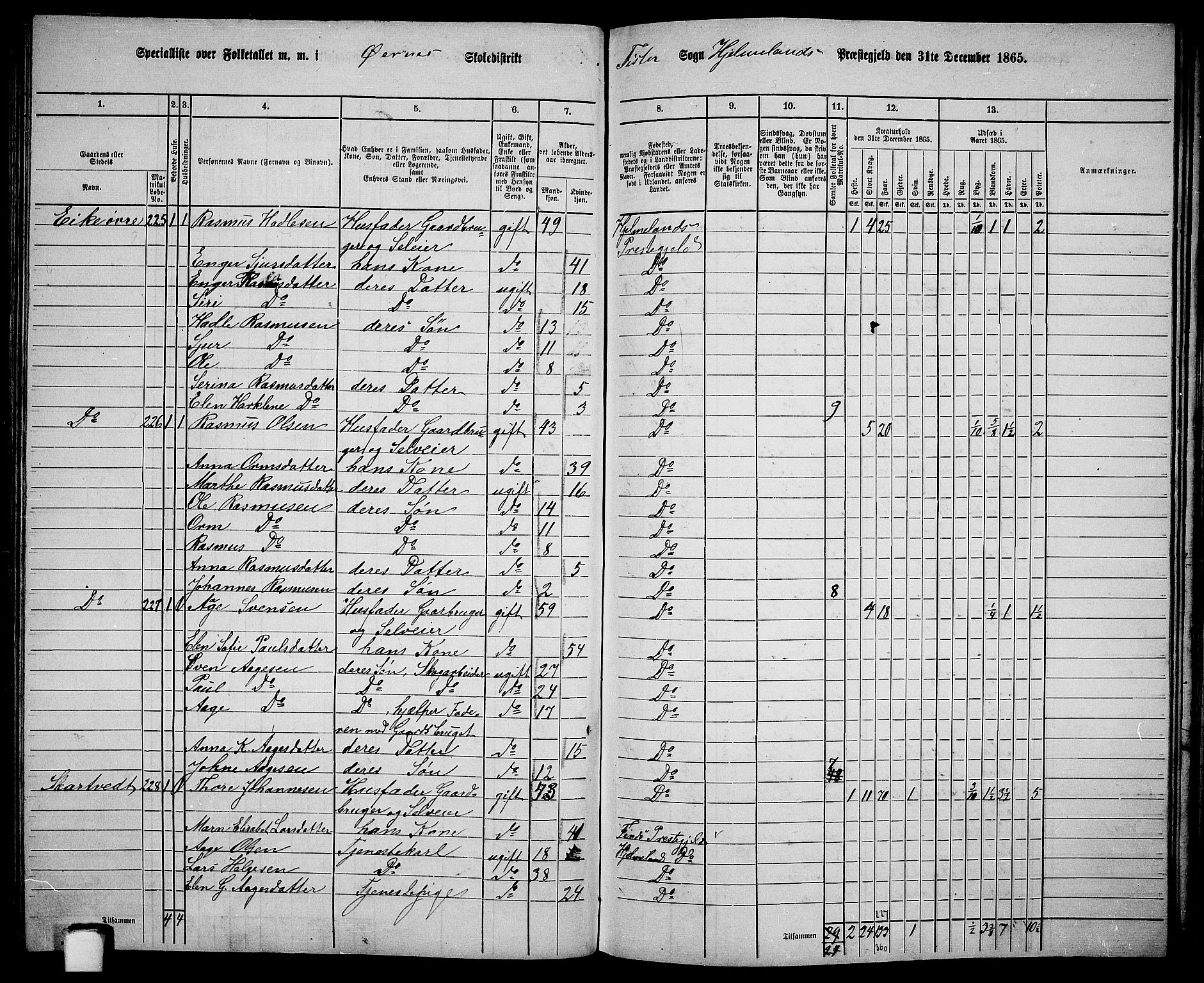 RA, 1865 census for Hjelmeland, 1865, p. 134
