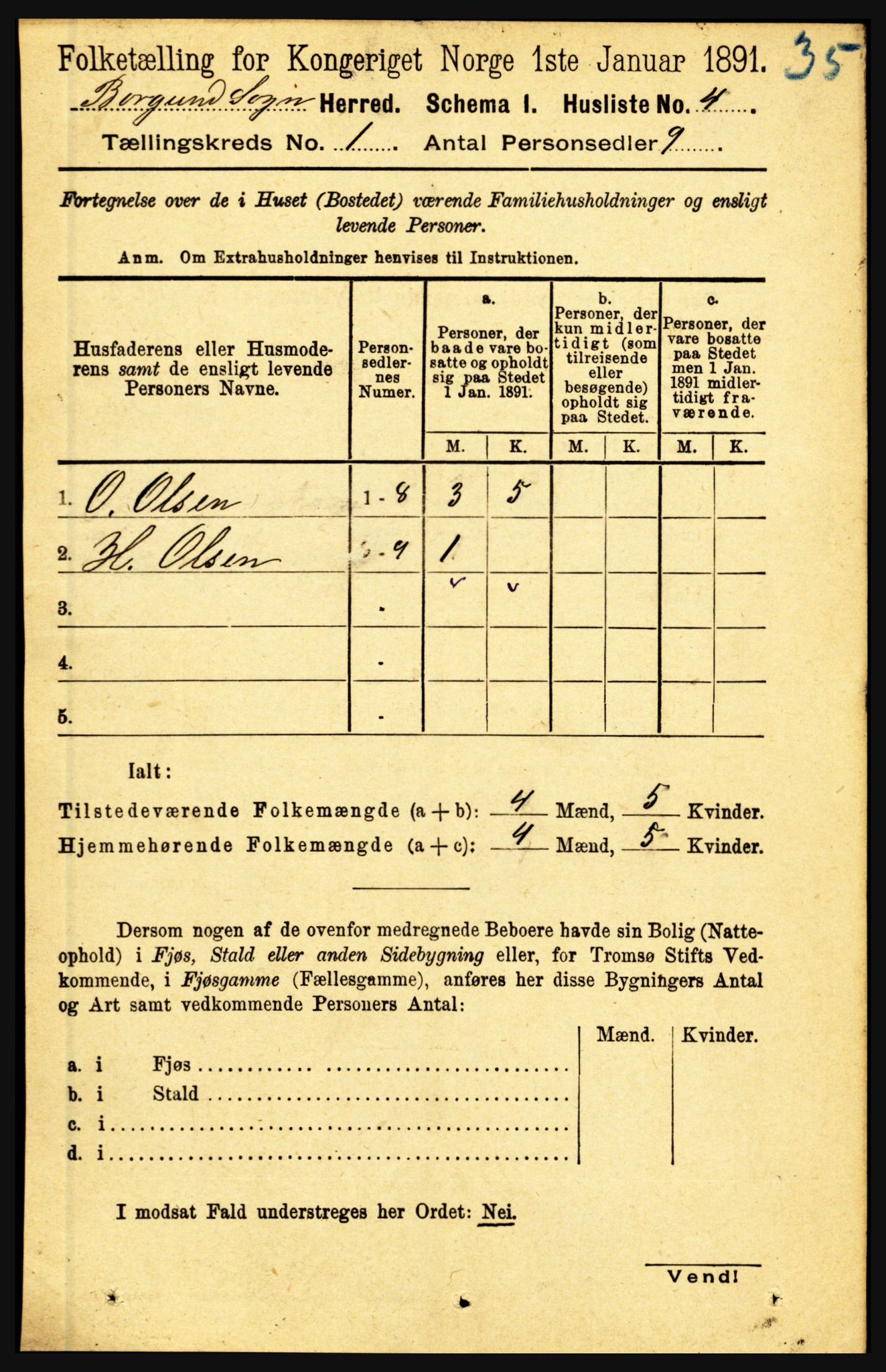 RA, 1891 census for 1423 Borgund, 1891, p. 17