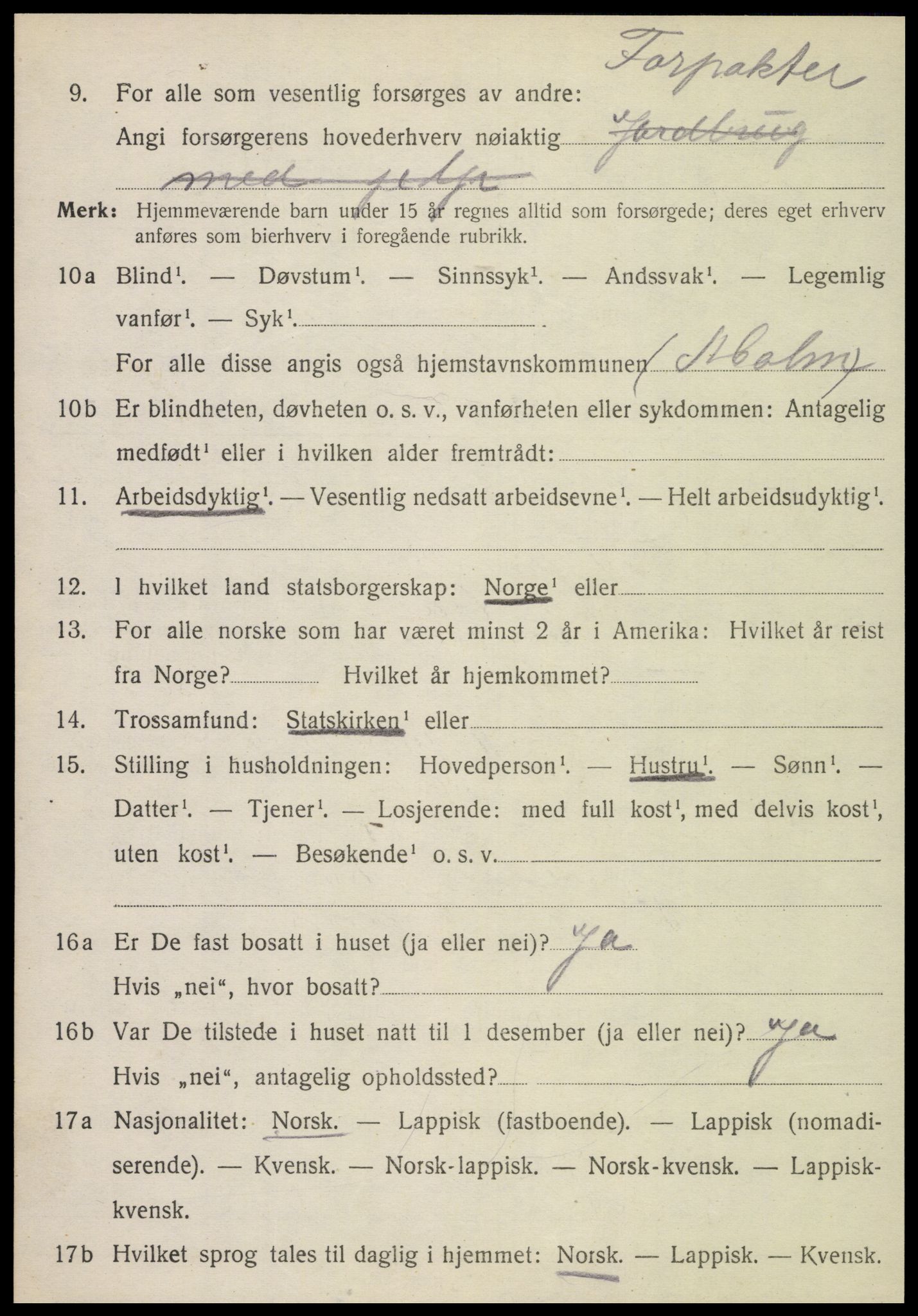 SAT, 1920 census for Malm, 1920, p. 2490