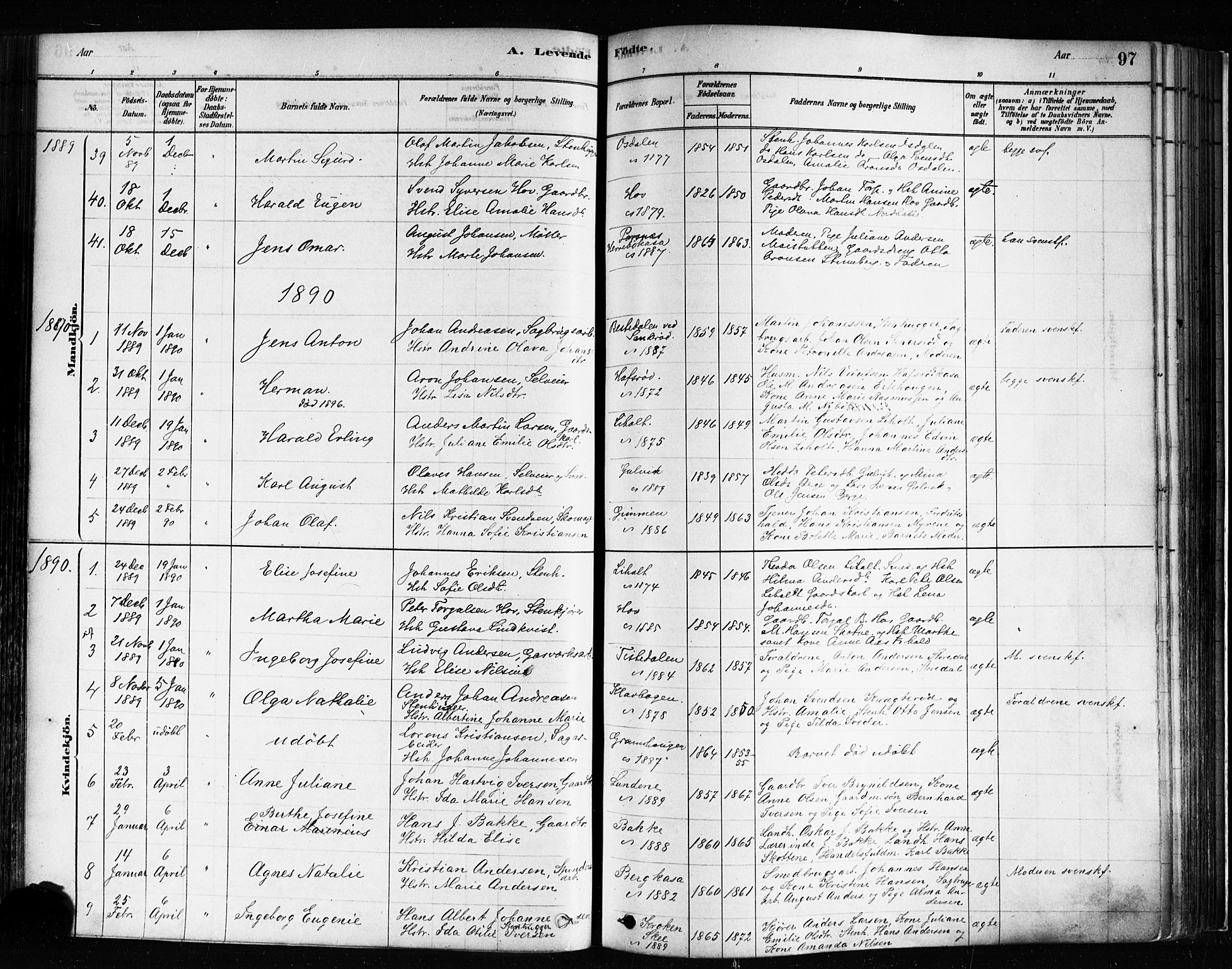 Idd prestekontor Kirkebøker, SAO/A-10911/F/Fc/L0006a: Parish register (official) no. III 6A, 1878-1903, p. 97