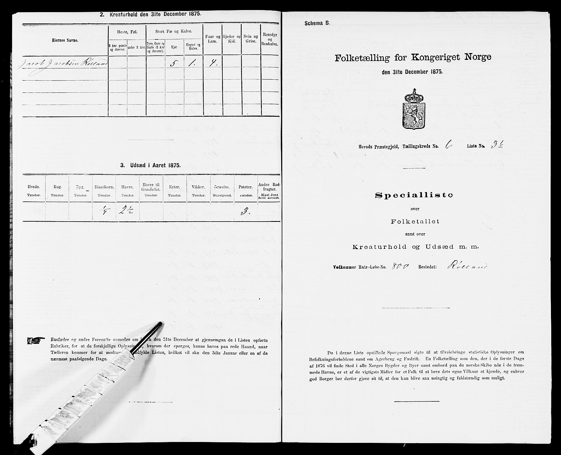 SAK, 1875 census for 1039P Herad, 1875, p. 717