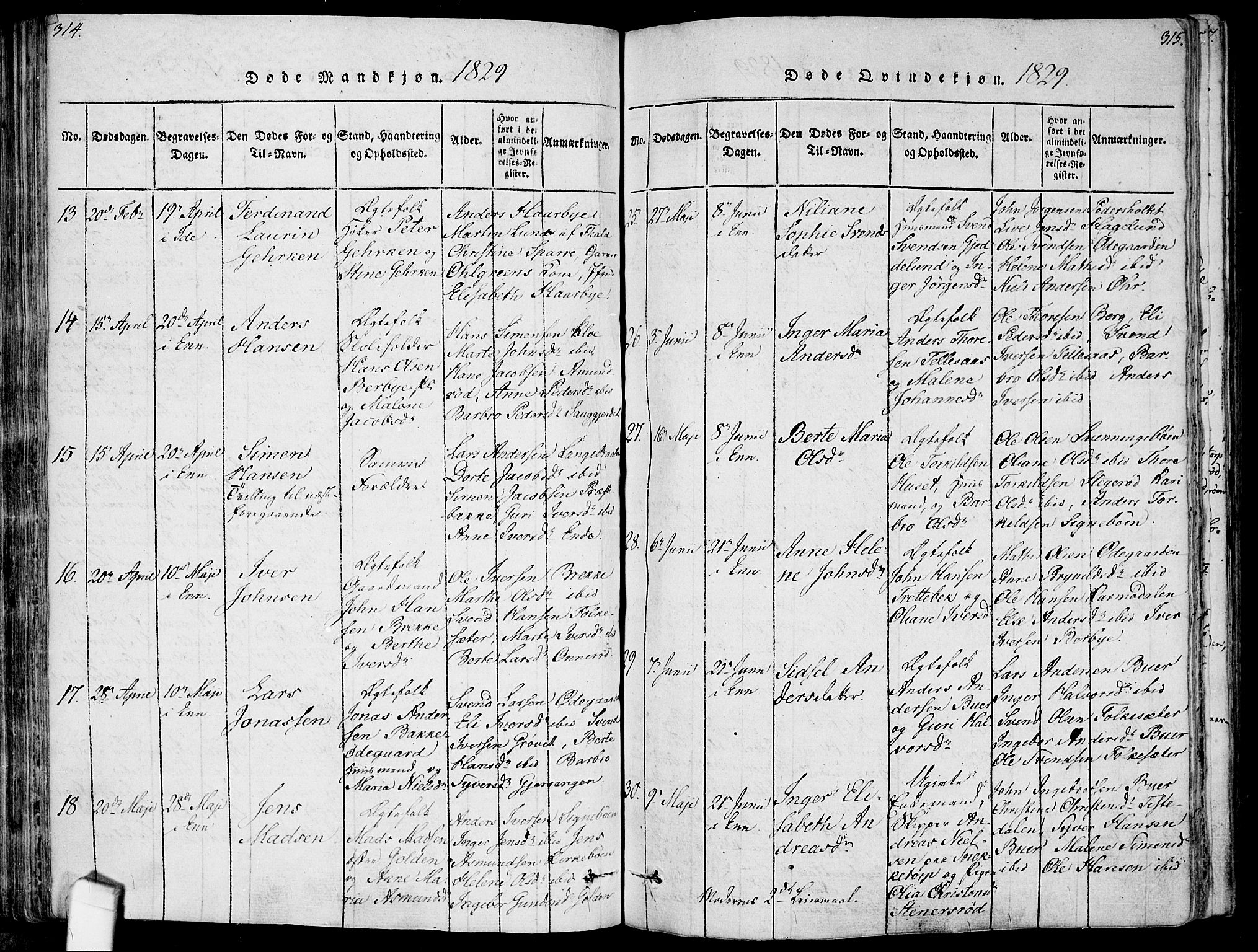 Idd prestekontor Kirkebøker, AV/SAO-A-10911/F/Fc/L0002: Parish register (official) no. III 2, 1815-1831, p. 314-315