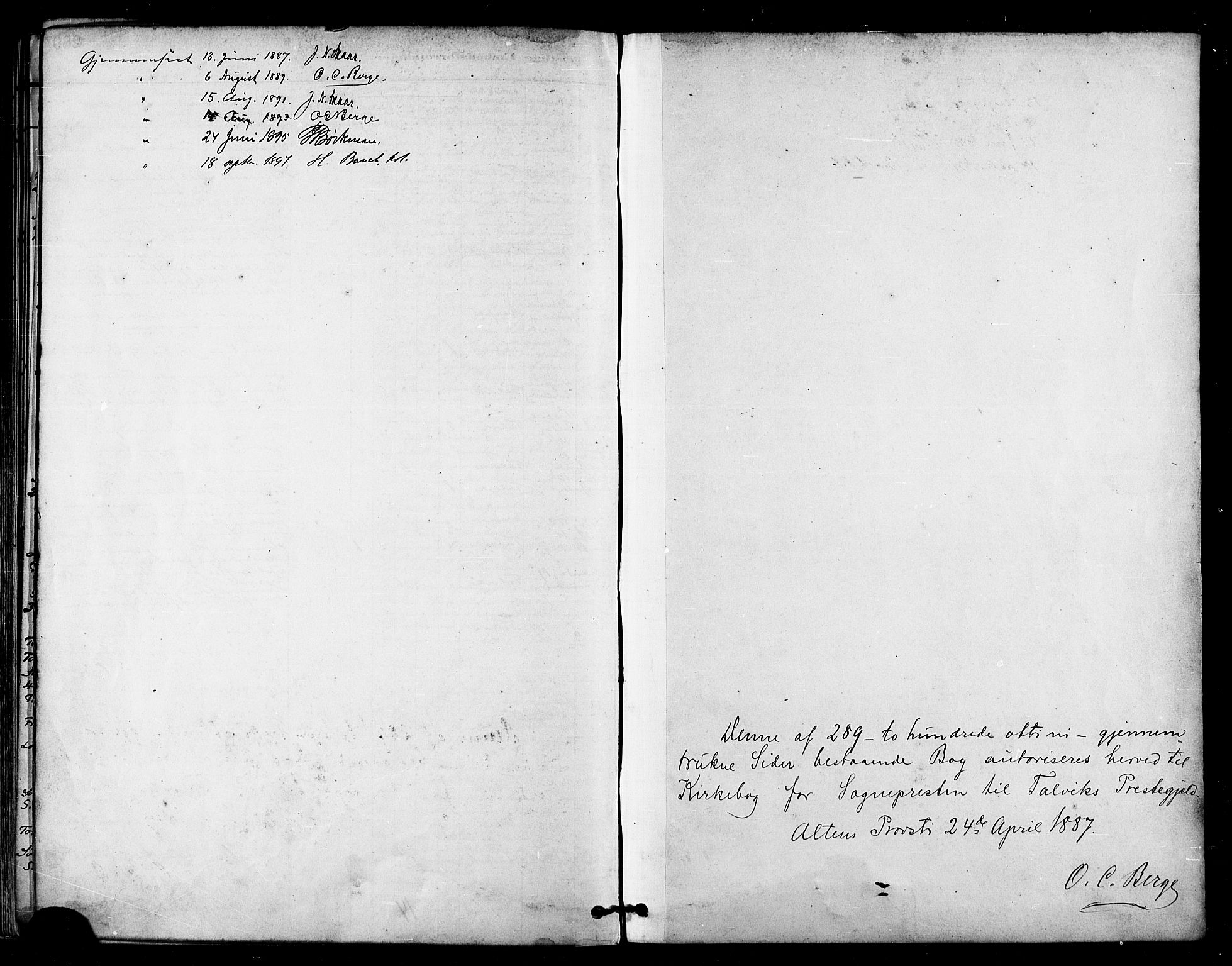Talvik sokneprestkontor, SATØ/S-1337/H/Ha/L0013kirke: Parish register (official) no. 13, 1886-1897