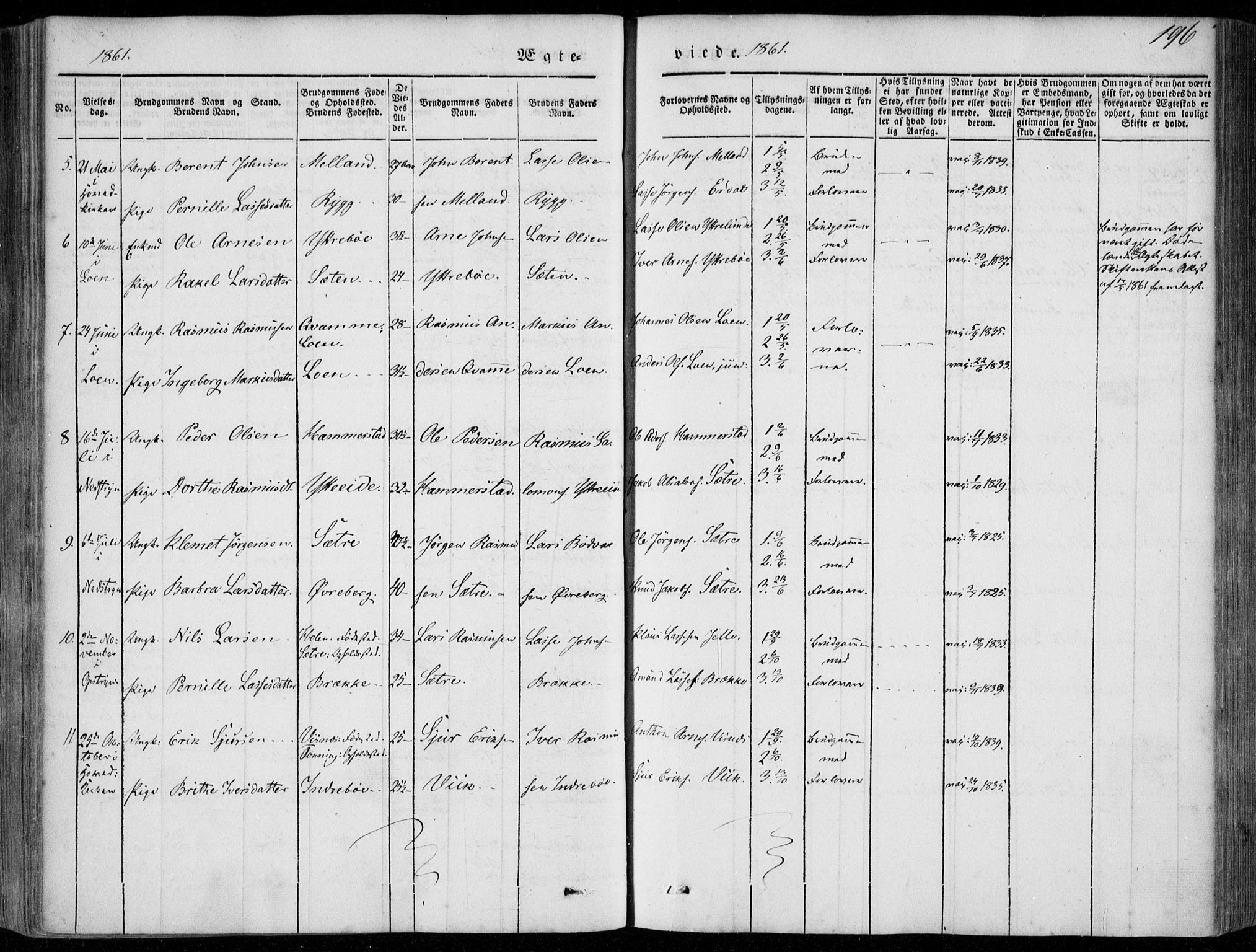 Stryn Sokneprestembete, AV/SAB-A-82501: Parish register (official) no. A 2, 1844-1861, p. 196