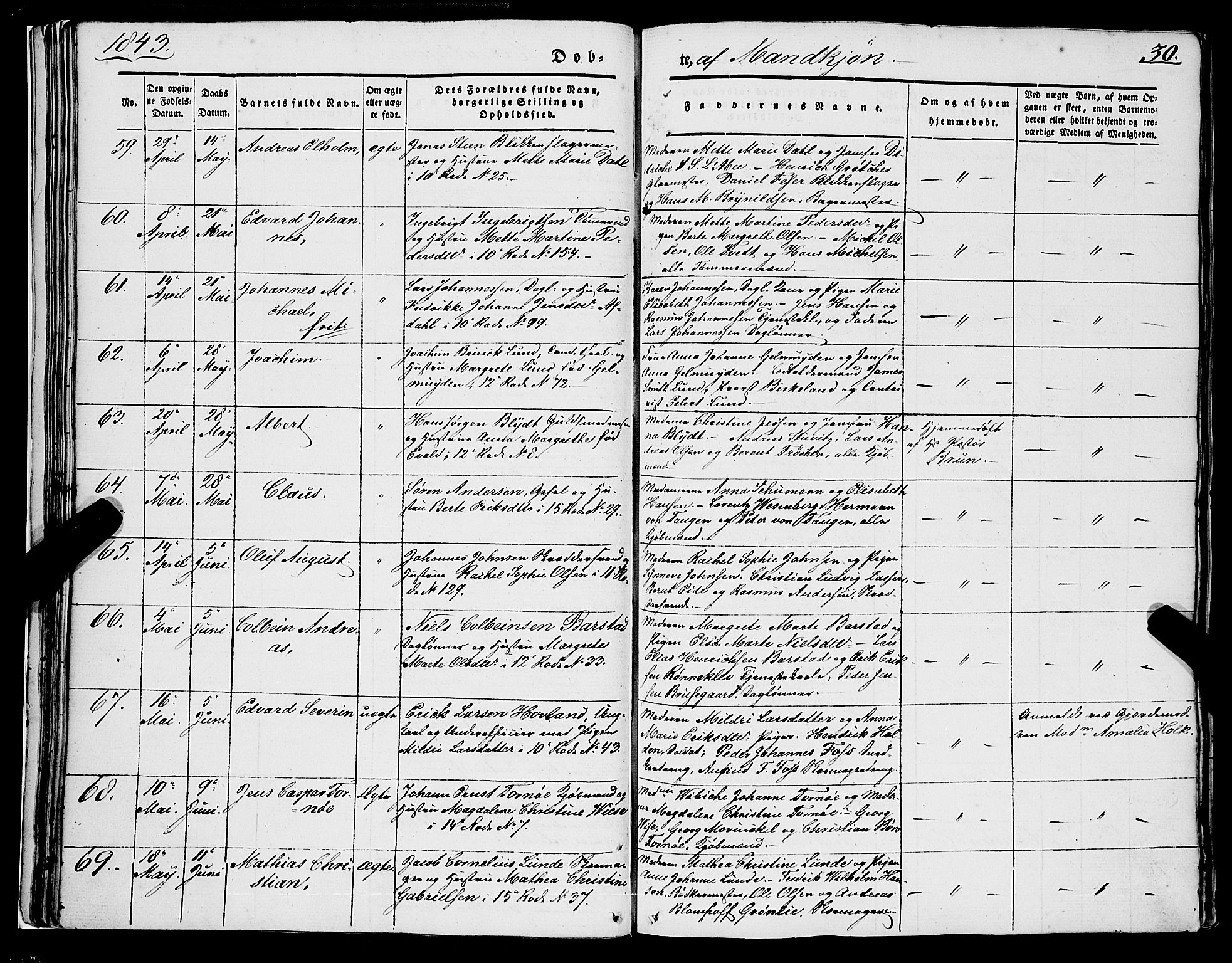 Domkirken sokneprestembete, SAB/A-74801/H/Haa/L0019: Parish register (official) no. B 2, 1841-1851, p. 30