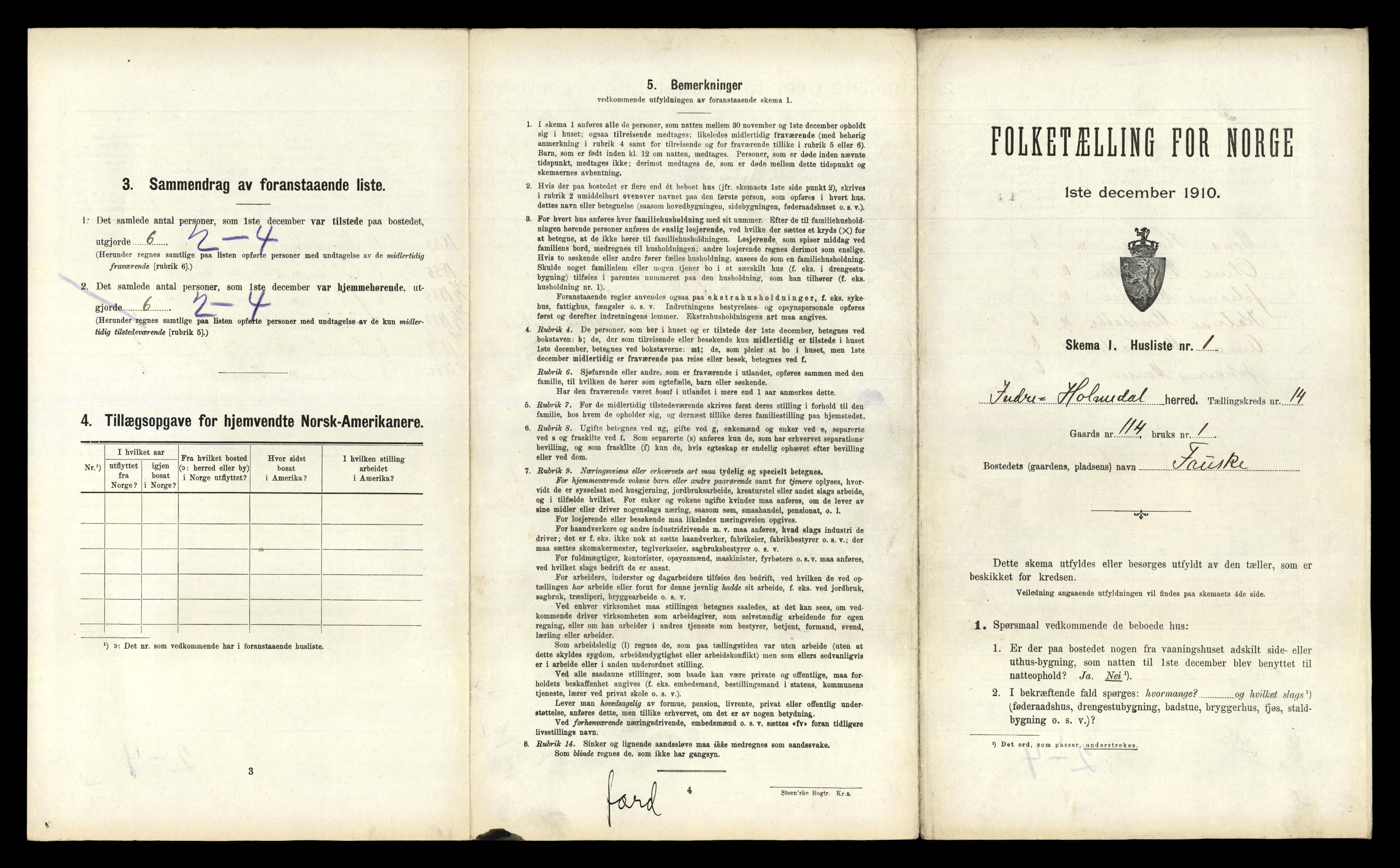 RA, 1910 census for Indre Holmedal, 1910, p. 1040