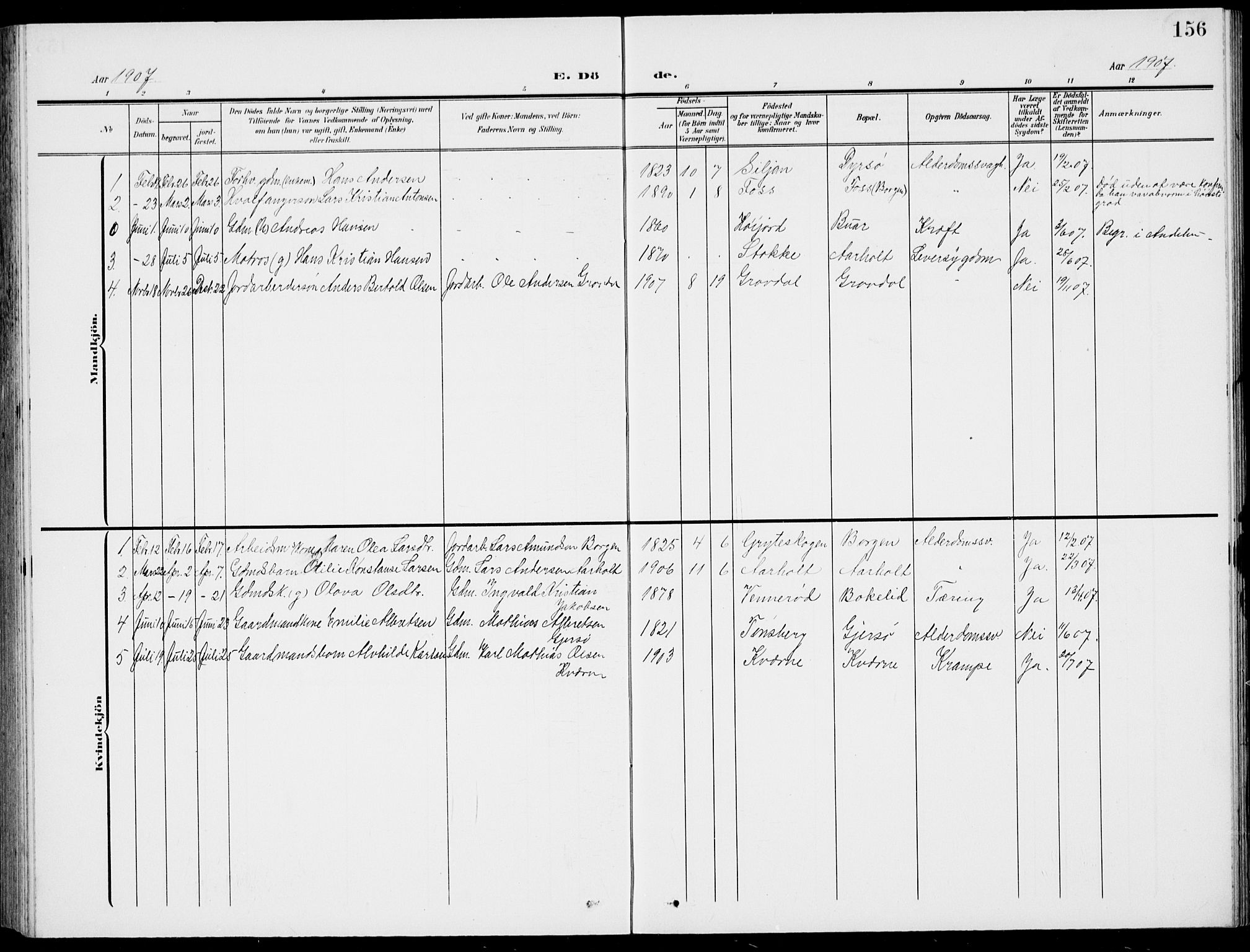 Stokke kirkebøker, AV/SAKO-A-320/G/Gc/L0001: Parish register (copy) no. III 1, 1904-1935, p. 156