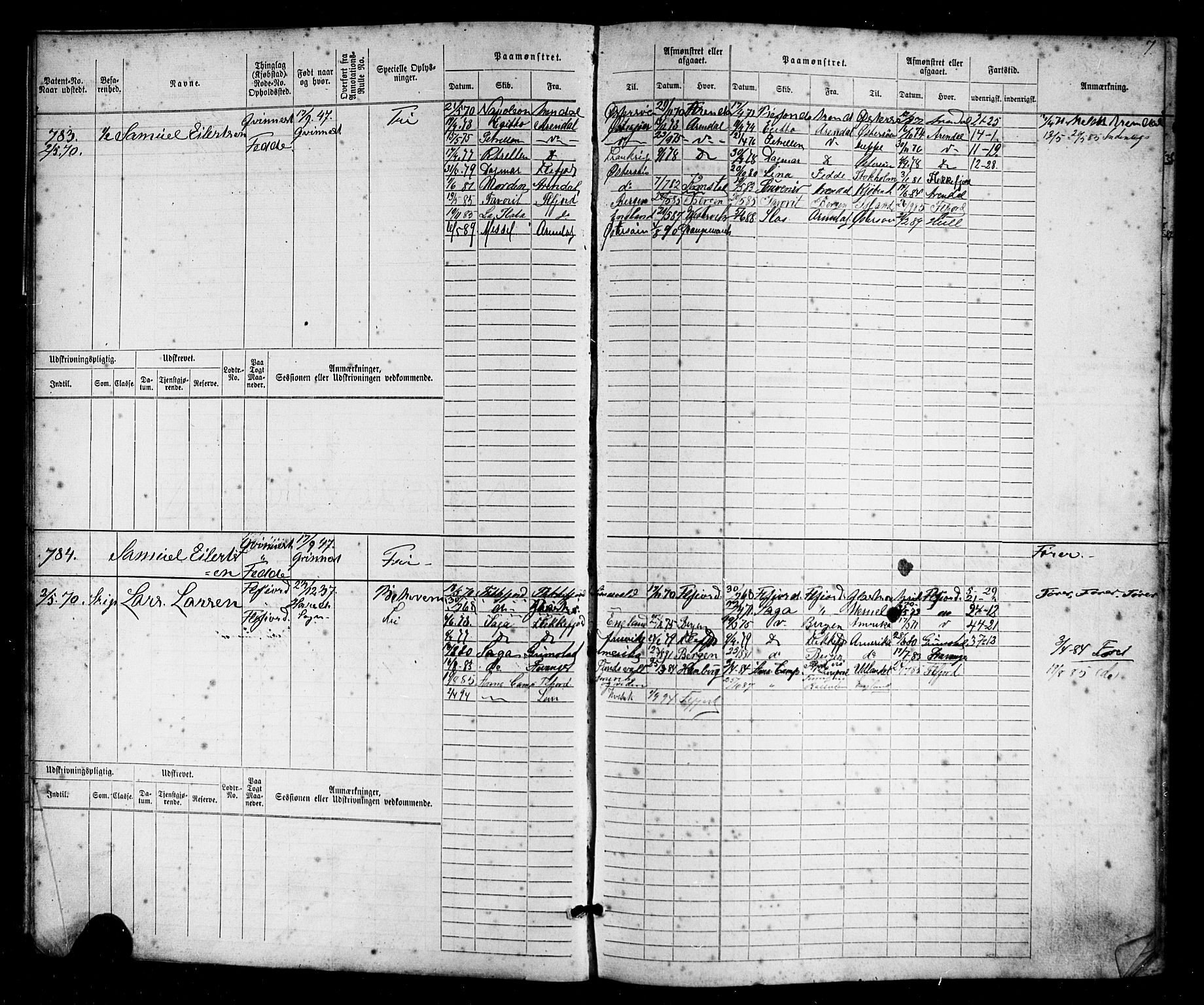 Flekkefjord mønstringskrets, AV/SAK-2031-0018/F/Fb/L0009: Hovedrulle nr 771-1533, Æ-6, 1868-1900, p. 8