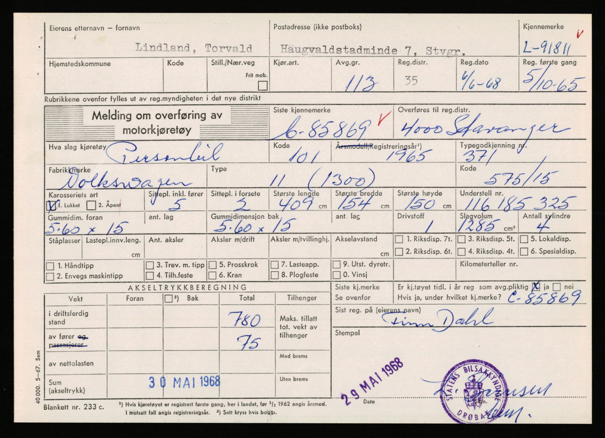 Stavanger trafikkstasjon, SAST/A-101942/0/F/L0075: L-88800 - L-92499, 1930-1971, p. 1958