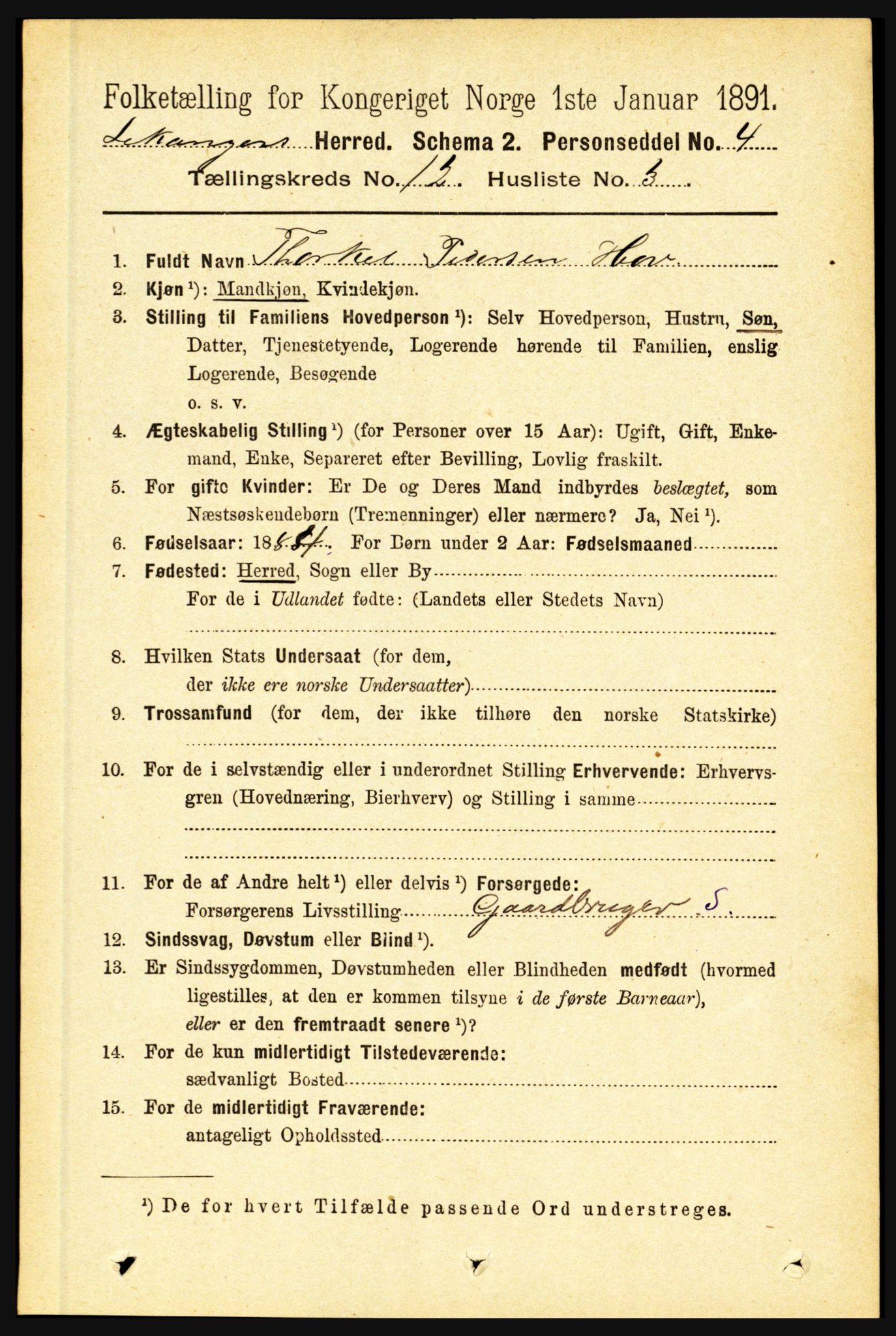 RA, 1891 census for 1419 Leikanger, 1891, p. 2354