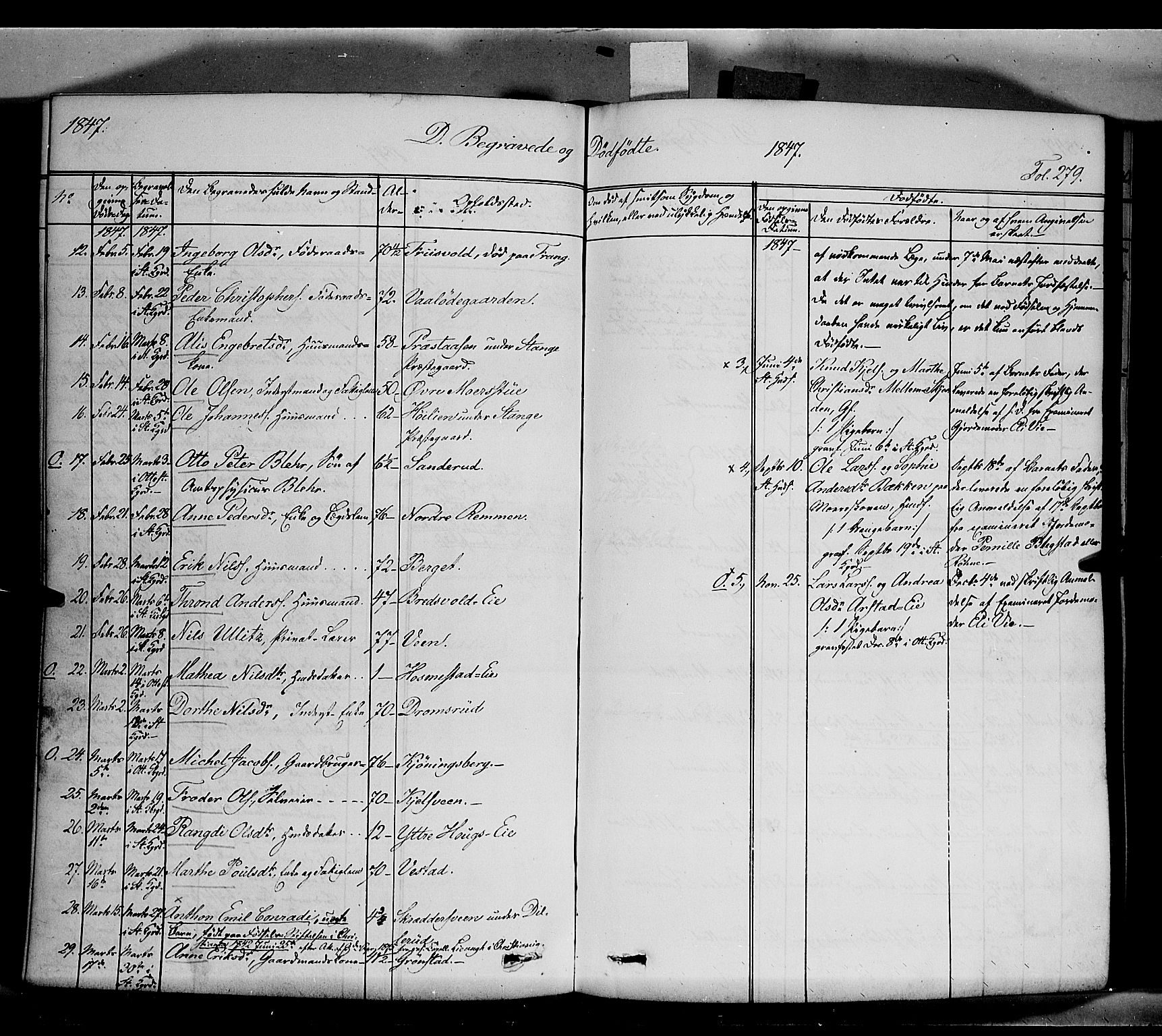 Stange prestekontor, SAH/PREST-002/K/L0011: Parish register (official) no. 11, 1846-1852, p. 279