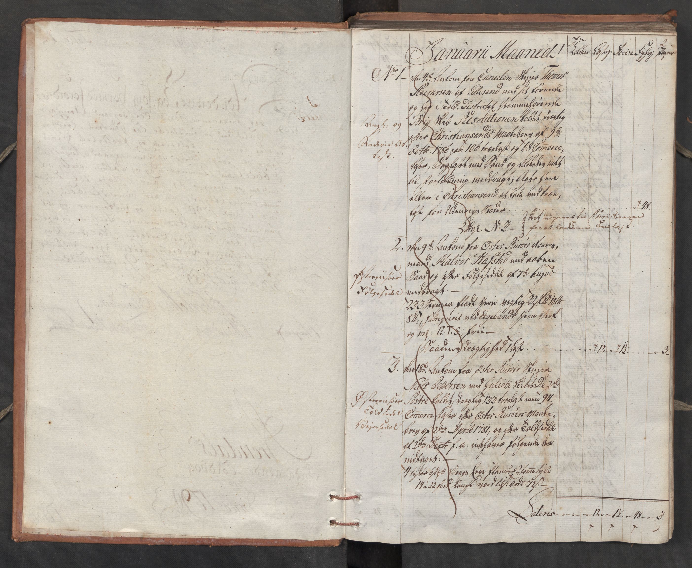 Generaltollkammeret, tollregnskaper, AV/RA-EA-5490/R15/L0113/0001: Tollregnskaper Arendal / Inngående tollbok, 1790