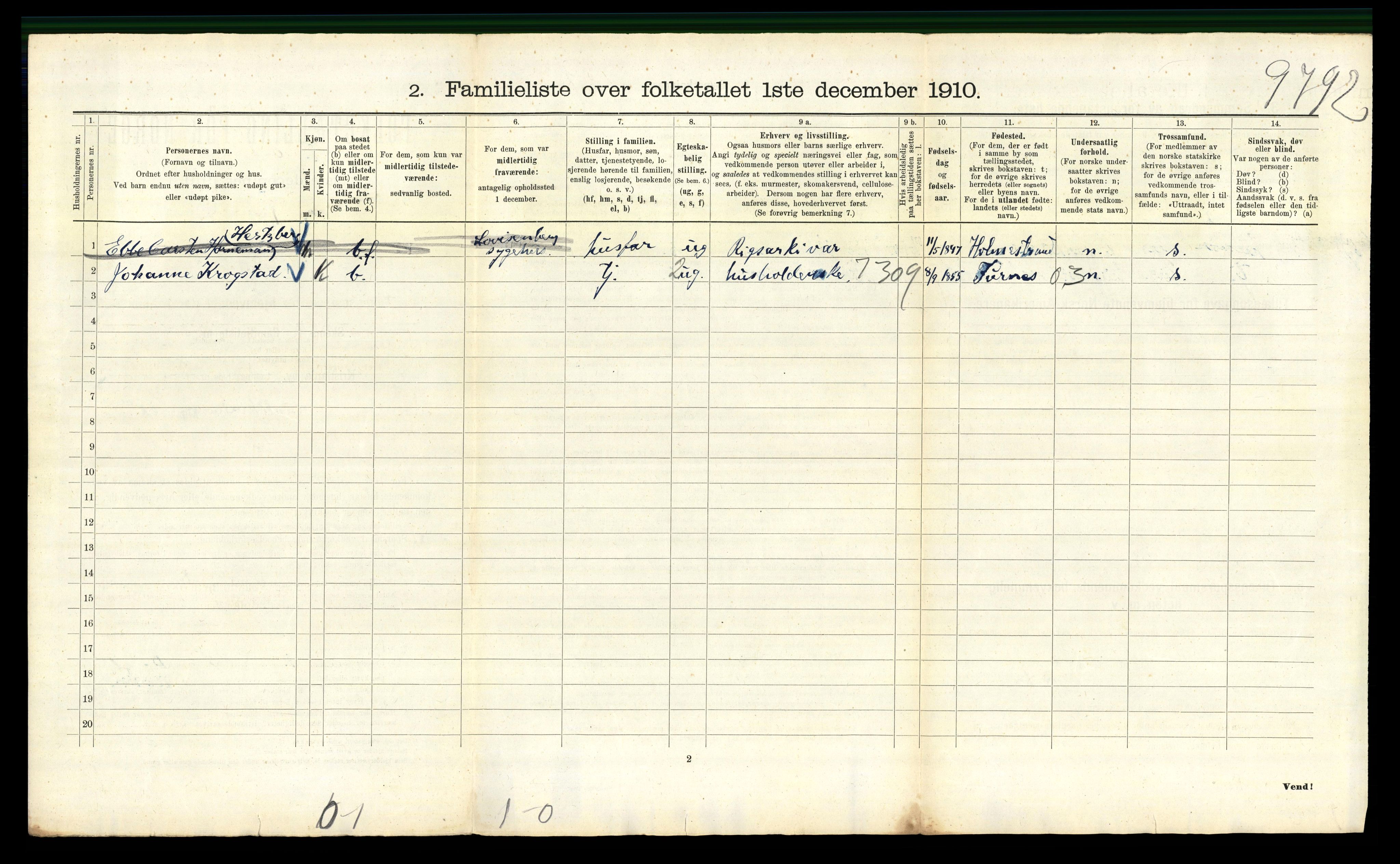 RA, 1910 census for Kristiania, 1910, p. 83090