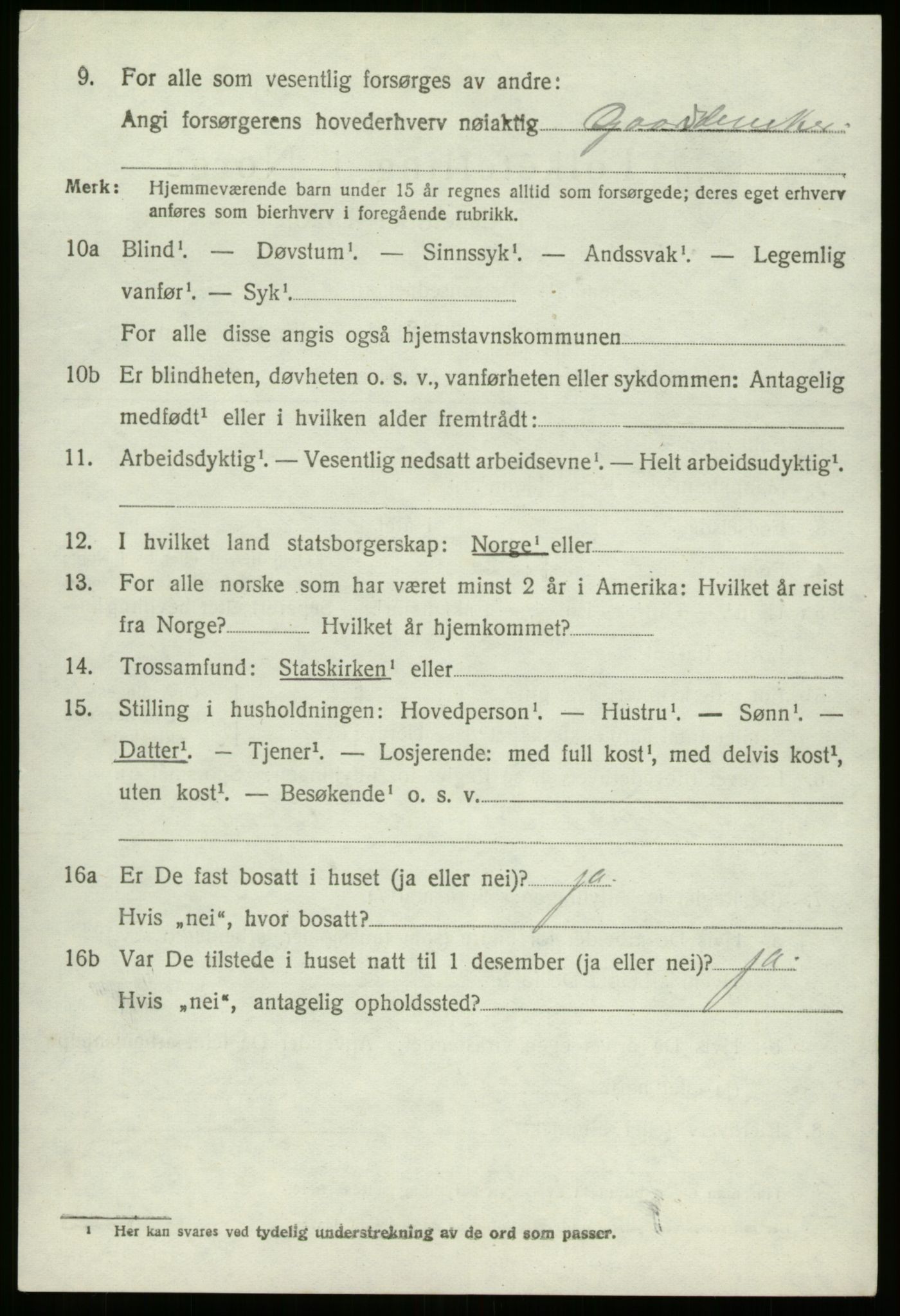 SAB, 1920 census for Gloppen, 1920, p. 6073