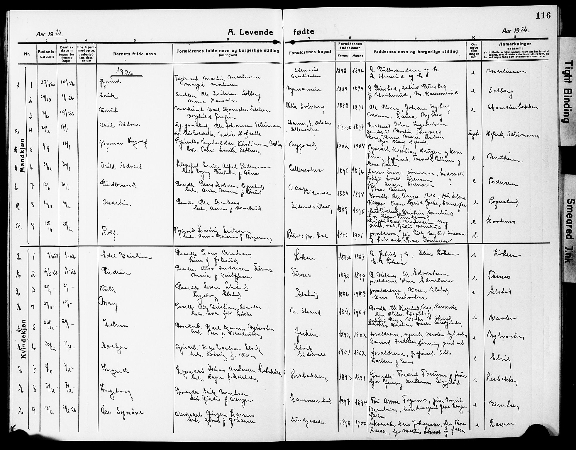 Eidsvoll prestekontor Kirkebøker, AV/SAO-A-10888/G/Ga/L0010: Parish register (copy) no. I 10, 1919-1929, p. 116