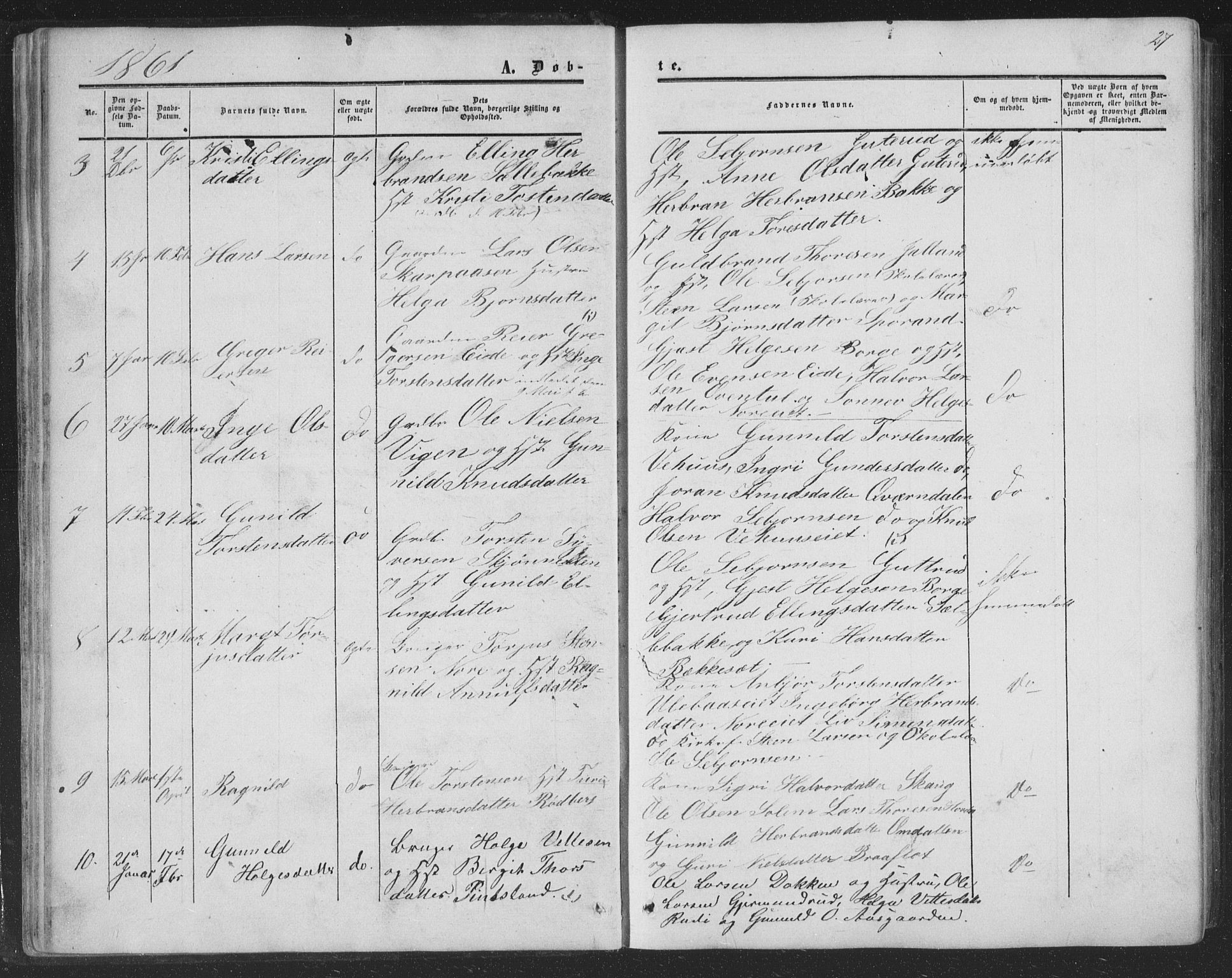 Nore kirkebøker, SAKO/A-238/F/Fa/L0002: Parish register (official) no. I 2, 1856-1871, p. 27