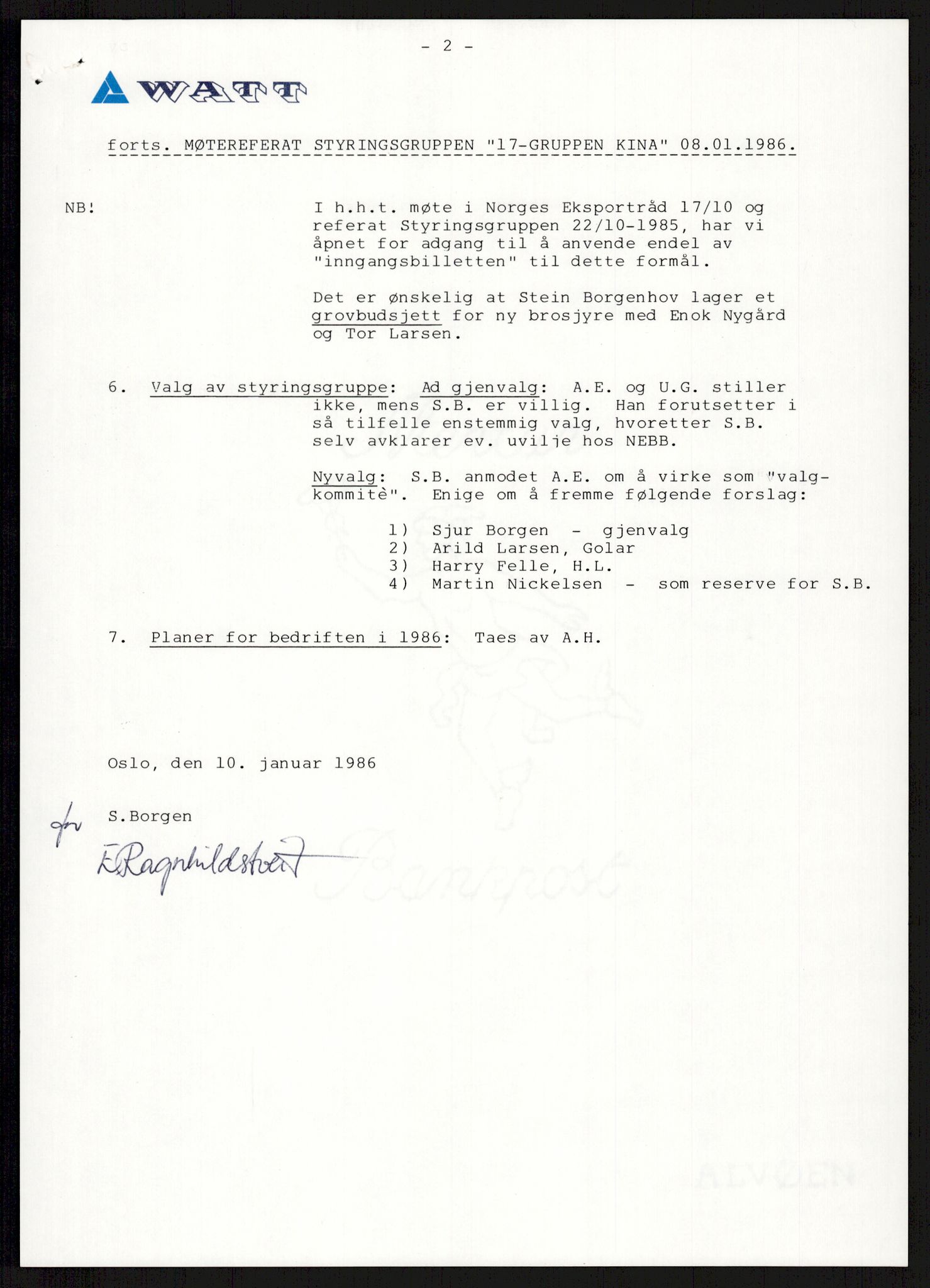 "17-Gruppen Kina", AV/RA-PA-1688/A/L0001: Møtereferater, 1979-1986, p. 249