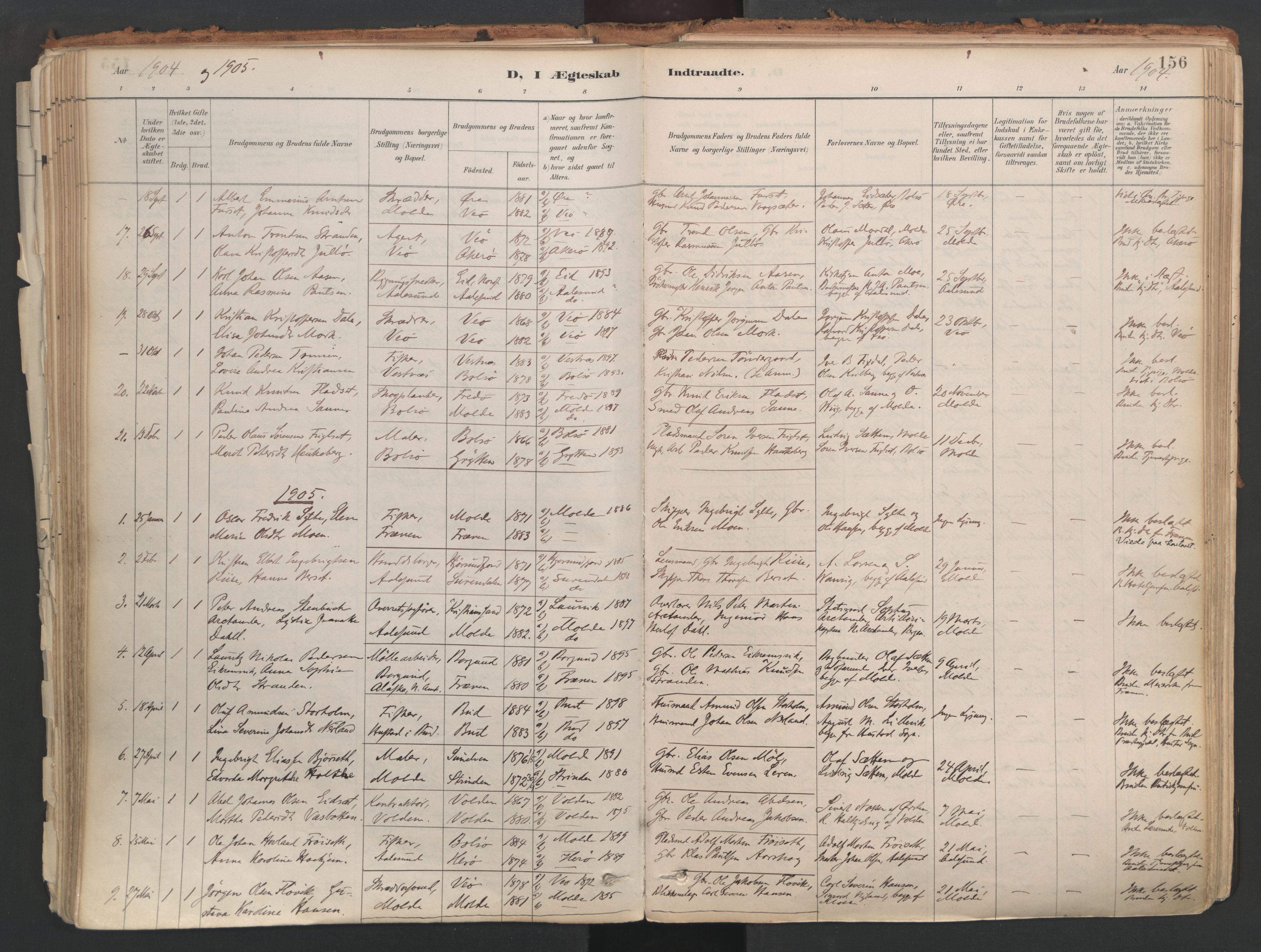 Ministerialprotokoller, klokkerbøker og fødselsregistre - Møre og Romsdal, SAT/A-1454/558/L0692: Parish register (official) no. 558A06, 1887-1971, p. 156