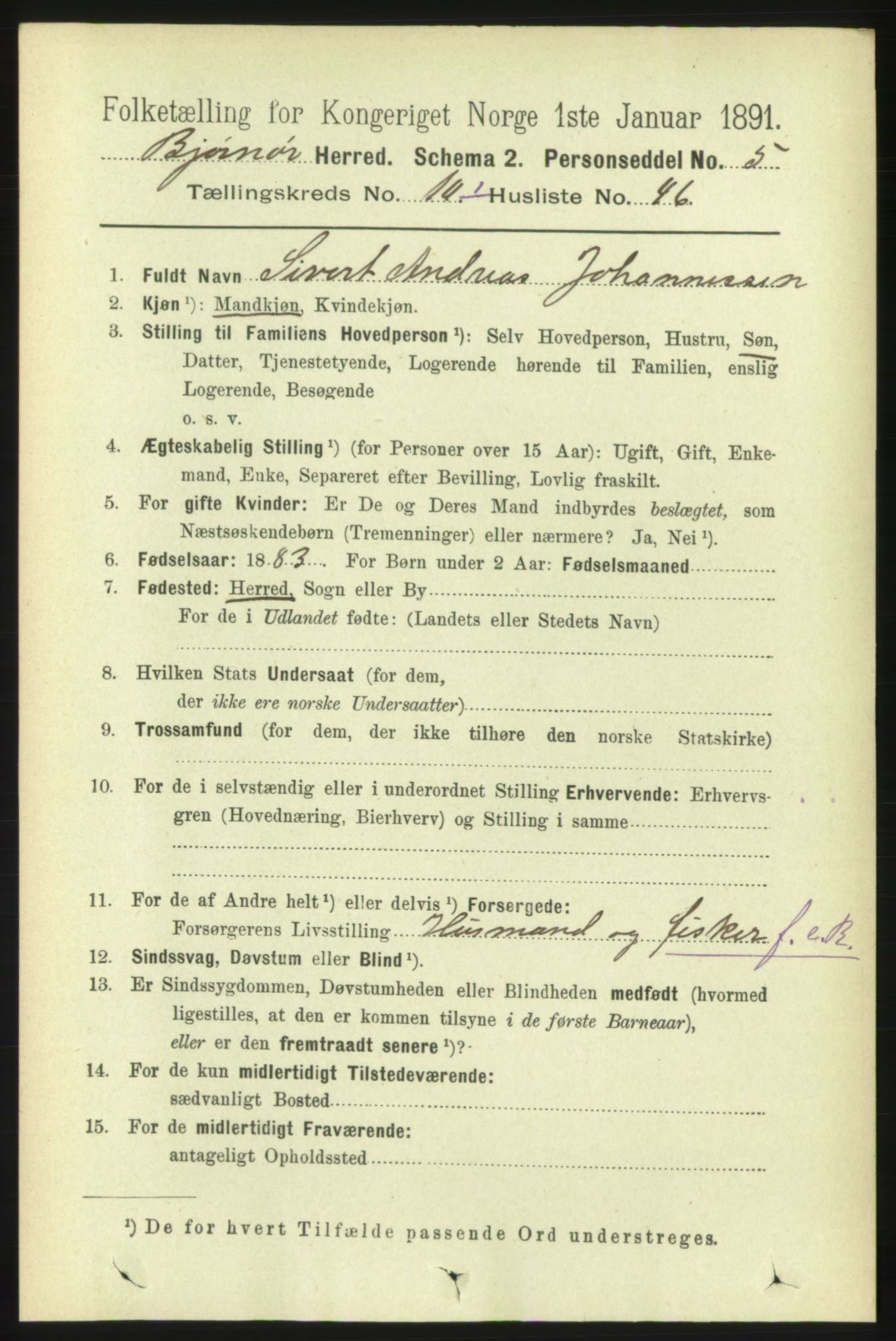 RA, 1891 census for 1632 Bjørnør, 1891, p. 4442