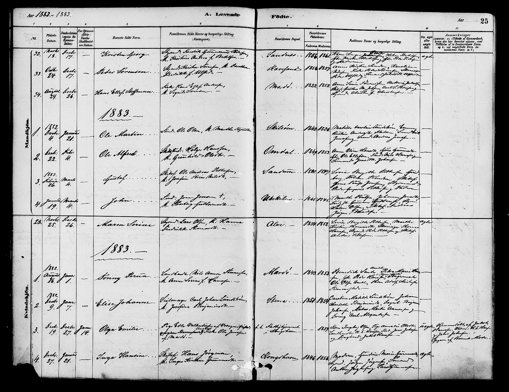 Tromøy sokneprestkontor, AV/SAK-1111-0041/F/Fa/L0009: Parish register (official) no. A 9, 1878-1896, p. 25