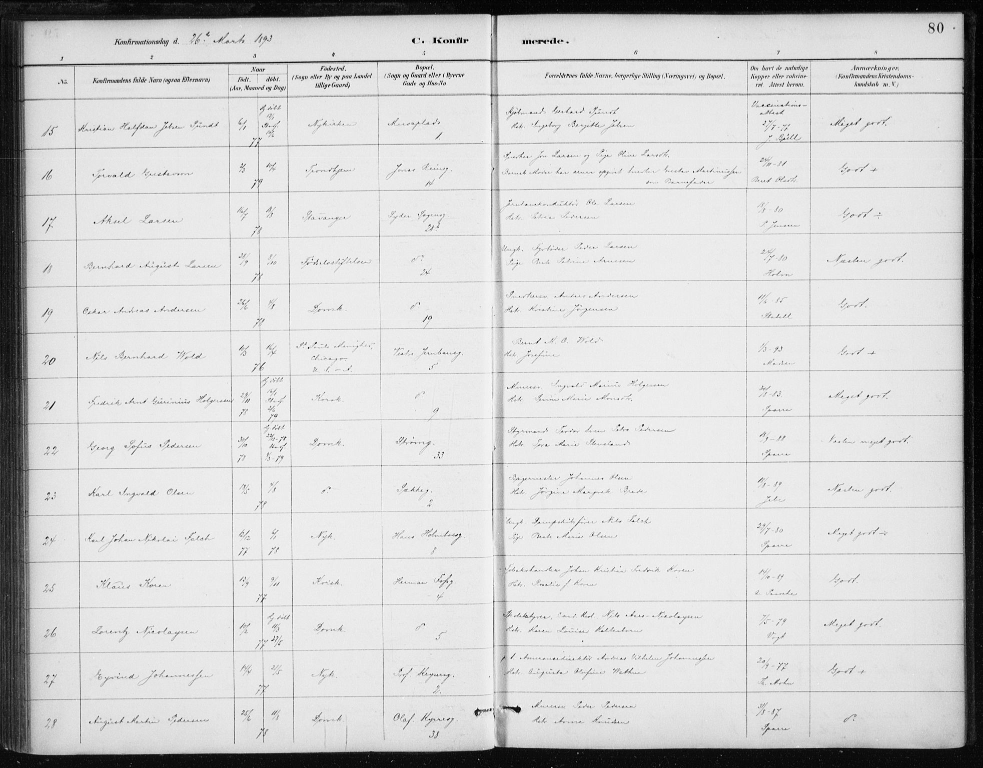Johanneskirken sokneprestembete, AV/SAB-A-76001/H/Haa/L0008: Parish register (official) no. C 1, 1885-1907, p. 80
