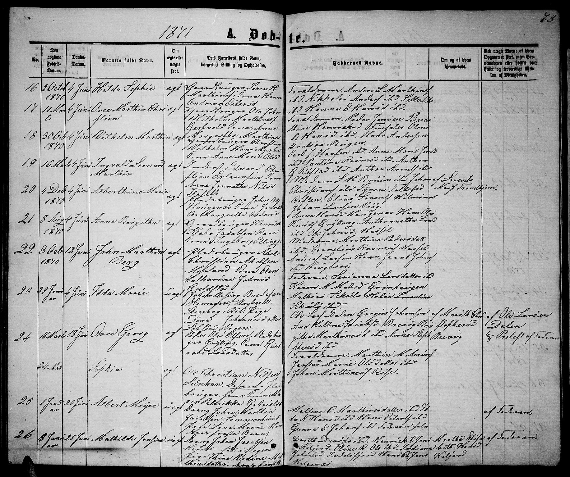 Ministerialprotokoller, klokkerbøker og fødselsregistre - Nordland, AV/SAT-A-1459/888/L1266: Parish register (copy) no. 888C04, 1864-1877, p. 73