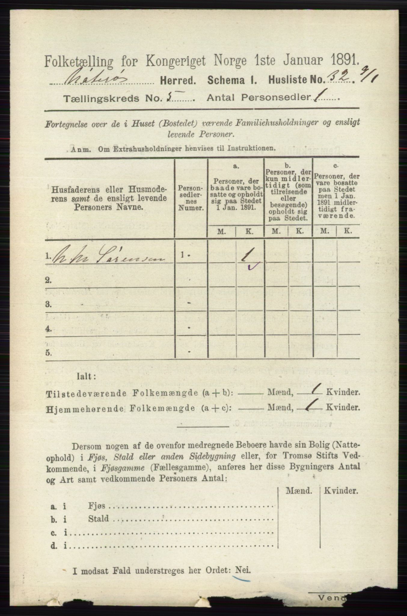 RA, 1891 census for 0722 Nøtterøy, 1891, p. 2546