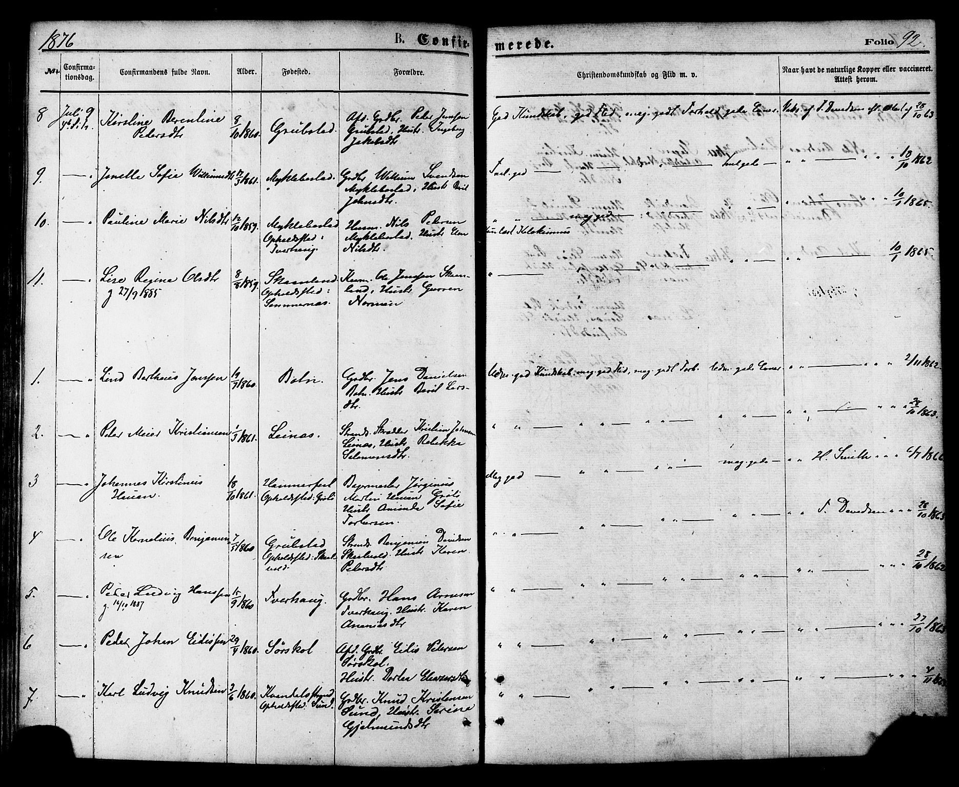 Ministerialprotokoller, klokkerbøker og fødselsregistre - Nordland, SAT/A-1459/857/L0821: Parish register (official) no. 857A01, 1875-1889, p. 92