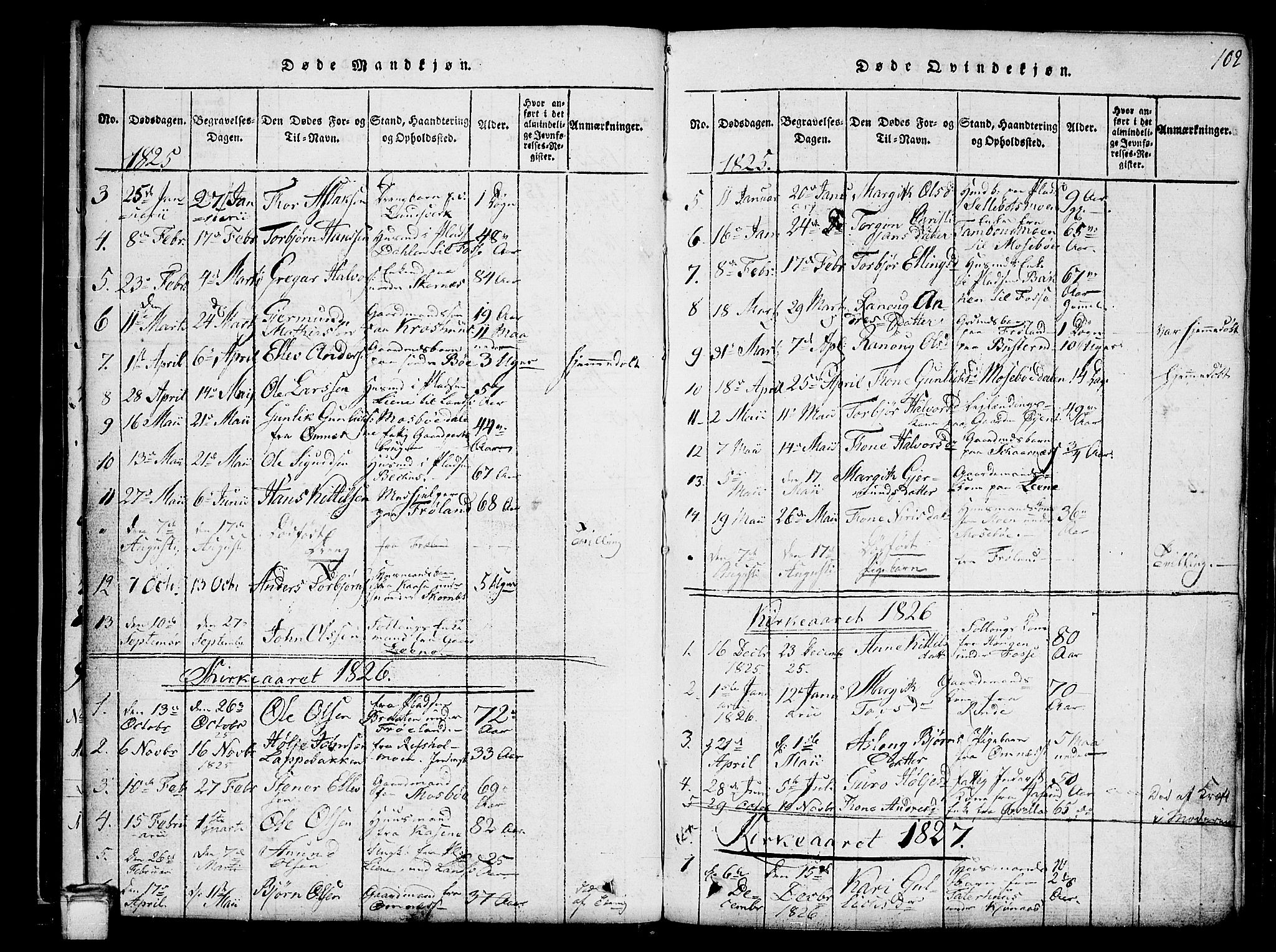 Hjartdal kirkebøker, SAKO/A-270/G/Gb/L0001: Parish register (copy) no. II 1, 1815-1842, p. 102