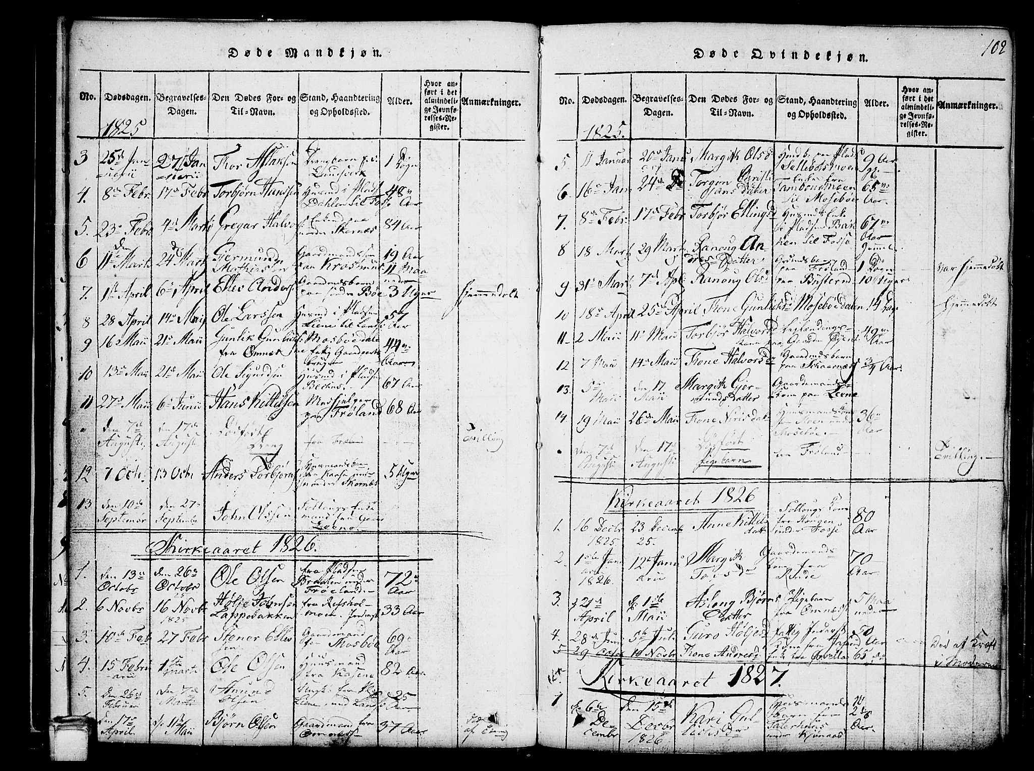 Hjartdal kirkebøker, AV/SAKO-A-270/G/Gb/L0001: Parish register (copy) no. II 1, 1815-1842, p. 102