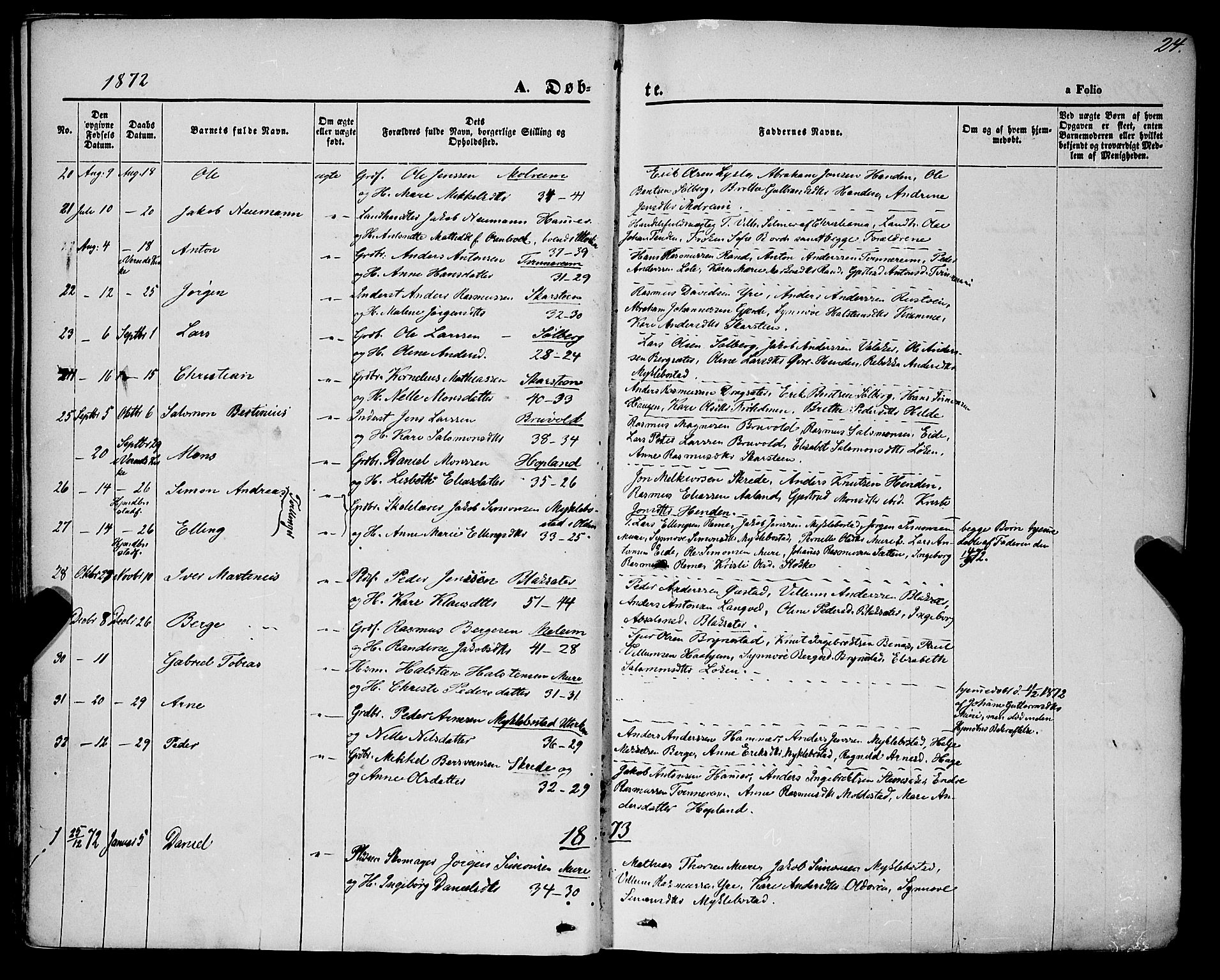 Innvik sokneprestembete, AV/SAB-A-80501: Parish register (official) no. A 6, 1865-1878, p. 24