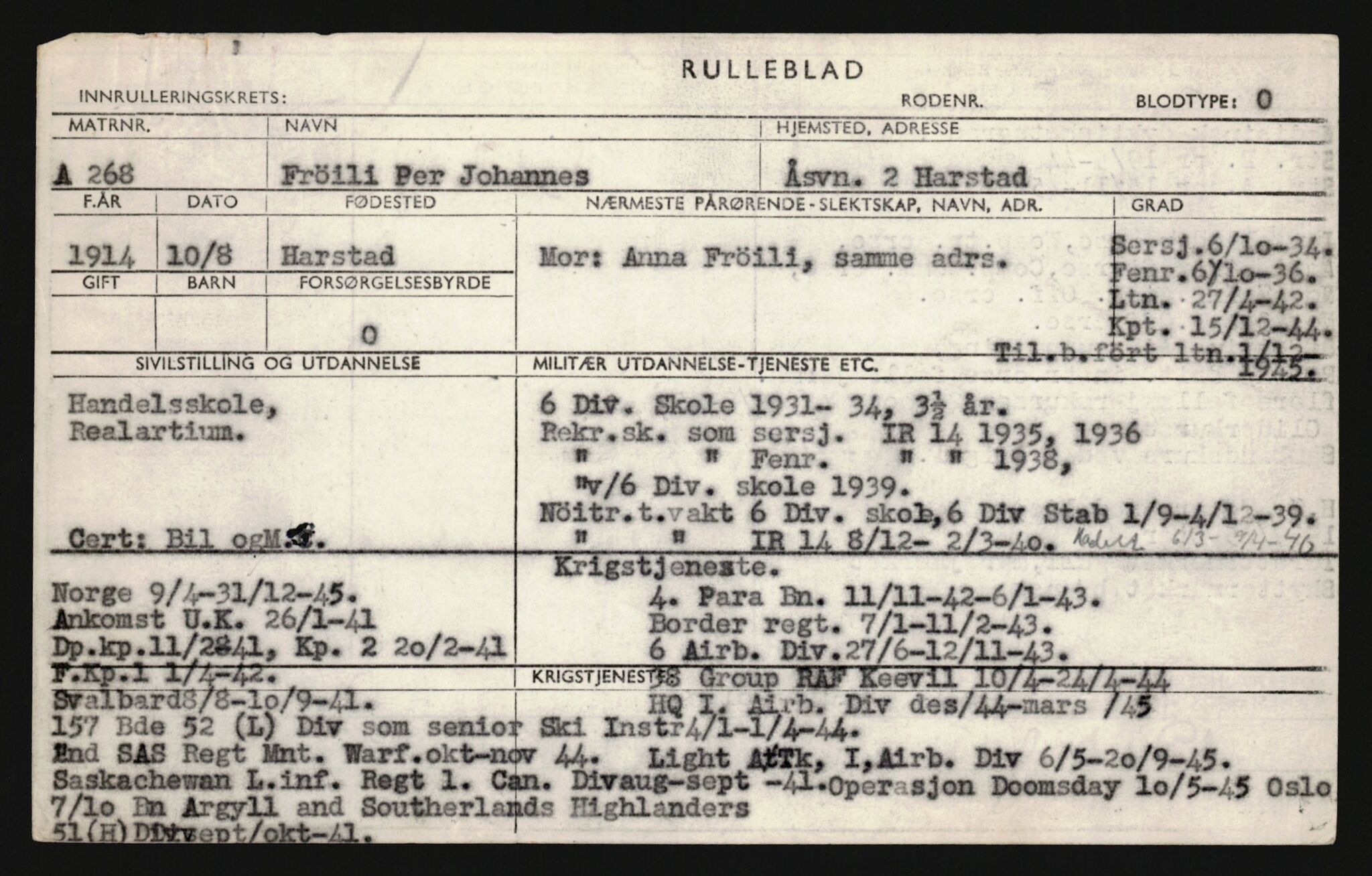 Forsvaret, Sør-Hålogaland landforsvar, AV/RA-RAFA-2552/P/Pa/L0302: Personellmapper for slettet personell, yrkesbefal og vernepliktig befal, født 1913-1916, 1932-1976, p. 179