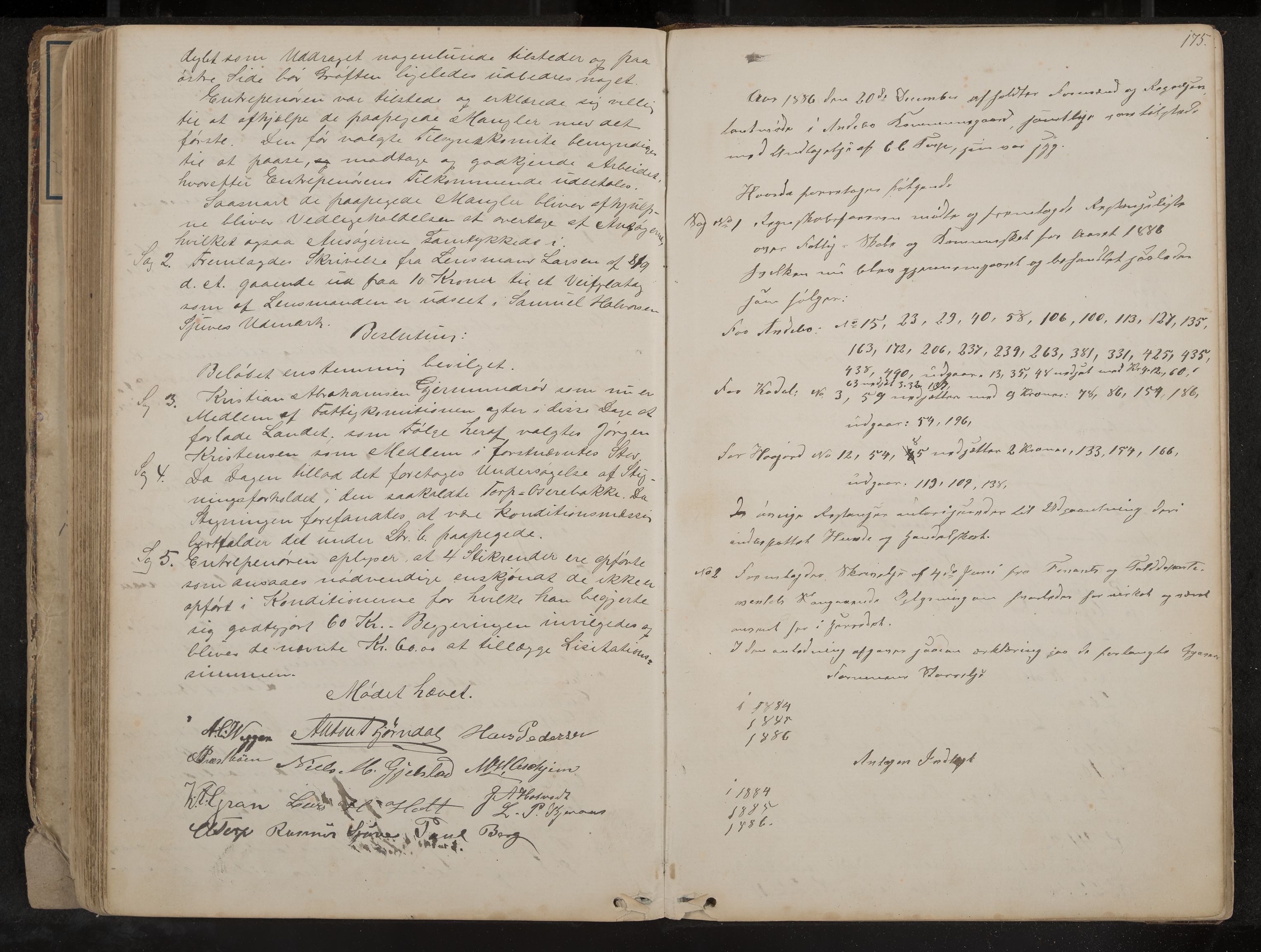 Andebu formannskap og sentraladministrasjon, IKAK/0719021-1/A/Aa/L0002: Møtebok med register, 1869-1891, p. 175