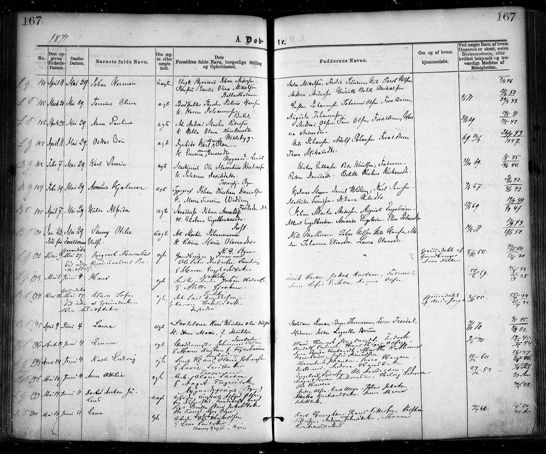 Glemmen prestekontor Kirkebøker, SAO/A-10908/F/Fa/L0008: Parish register (official) no. 8, 1862-1871, p. 167
