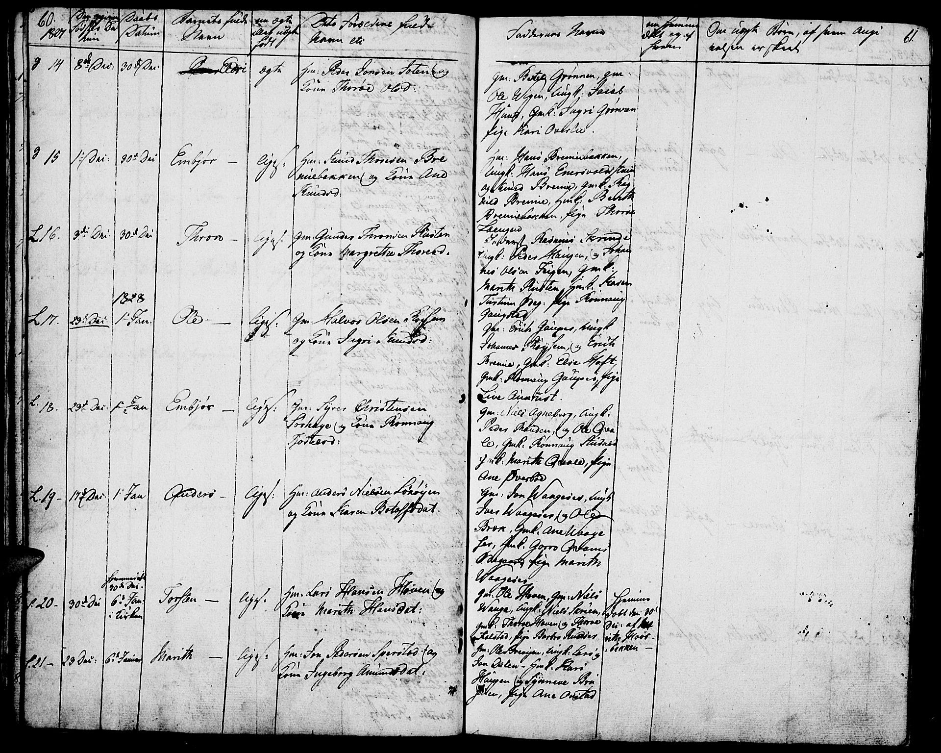 Lom prestekontor, SAH/PREST-070/K/L0005: Parish register (official) no. 5, 1825-1837, p. 60-61