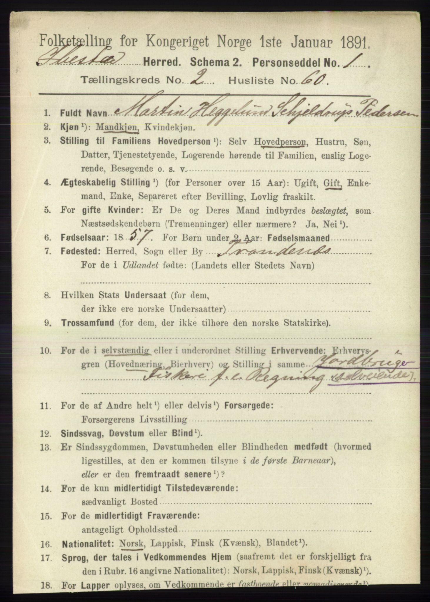 RA, 1891 census for 1917 Ibestad, 1891, p. 1230