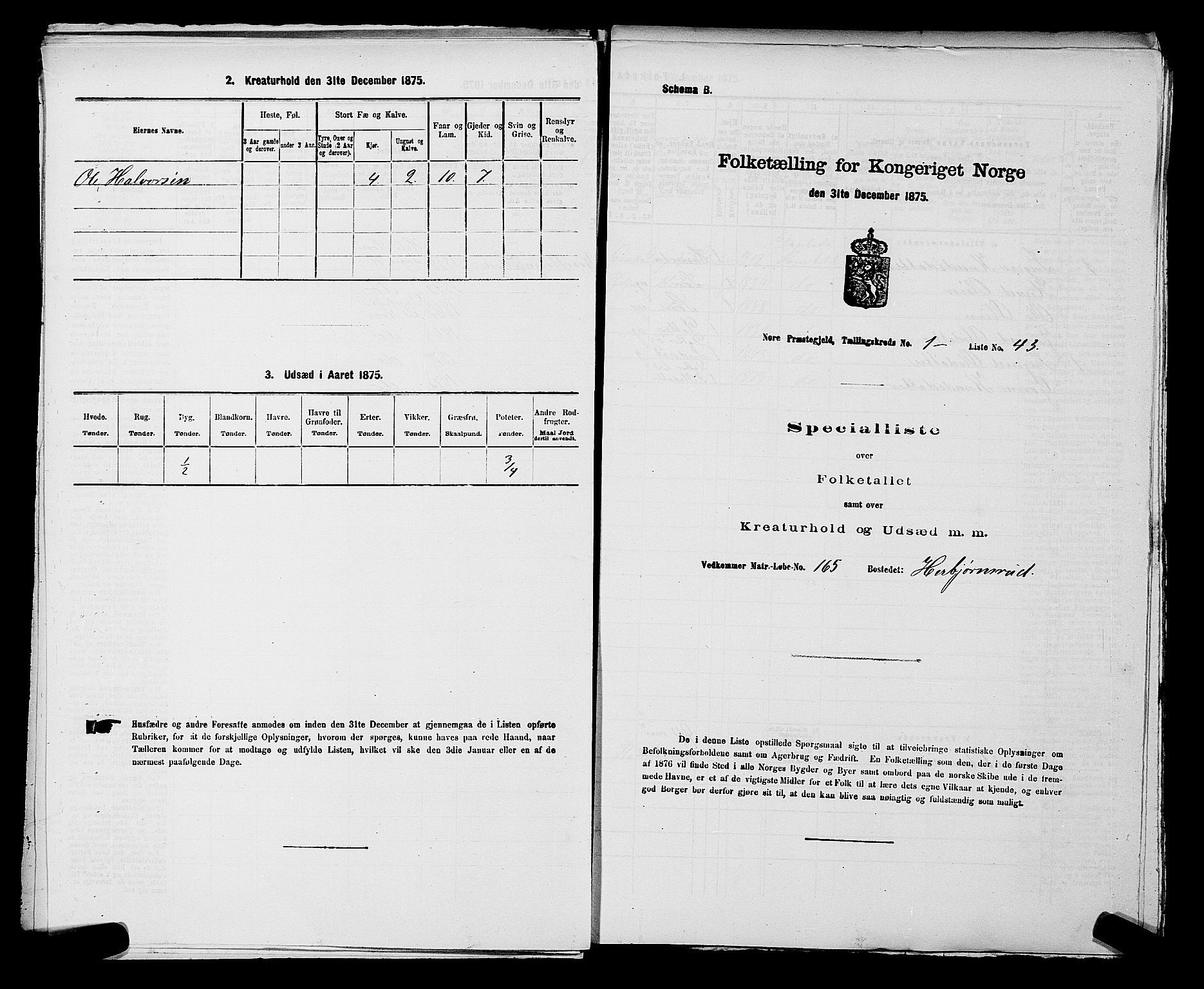 SAKO, 1875 census for 0633P Nore, 1875, p. 147
