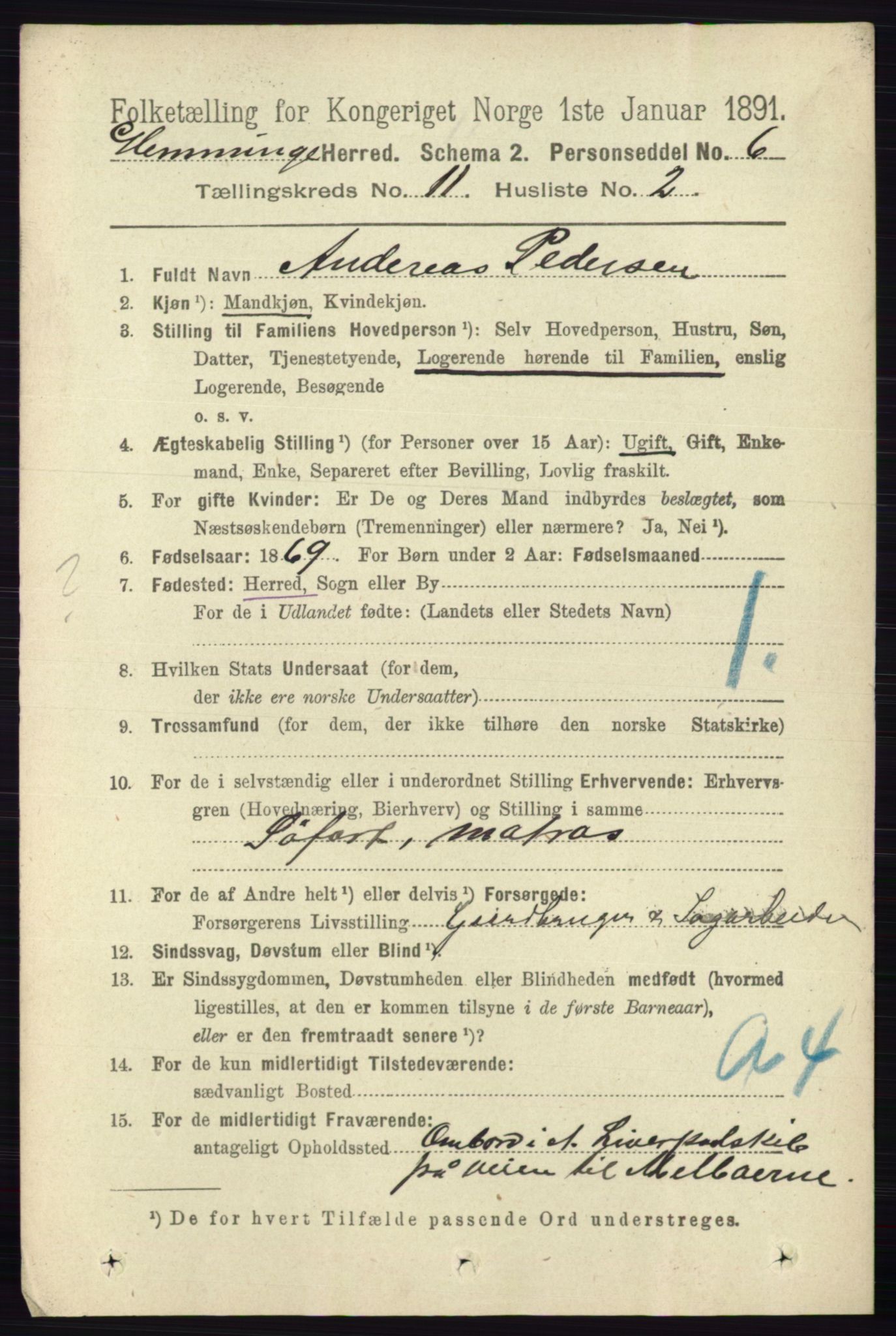 RA, 1891 census for 0132 Glemmen, 1891, p. 10575